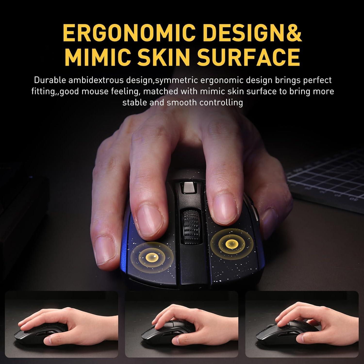 Ratón Gaming Inalámbrico DAREU A950 RGB 88g 12K DPI