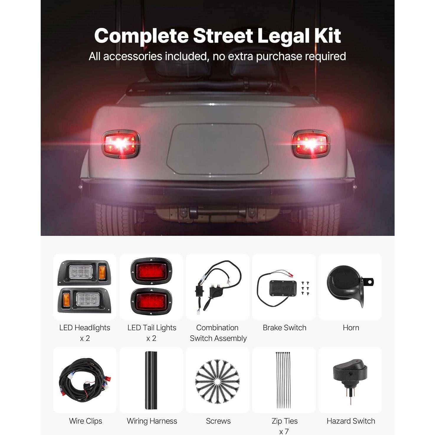 Kit de Luces LED VEVOR para Carro de Golf Club Car DS 1993+