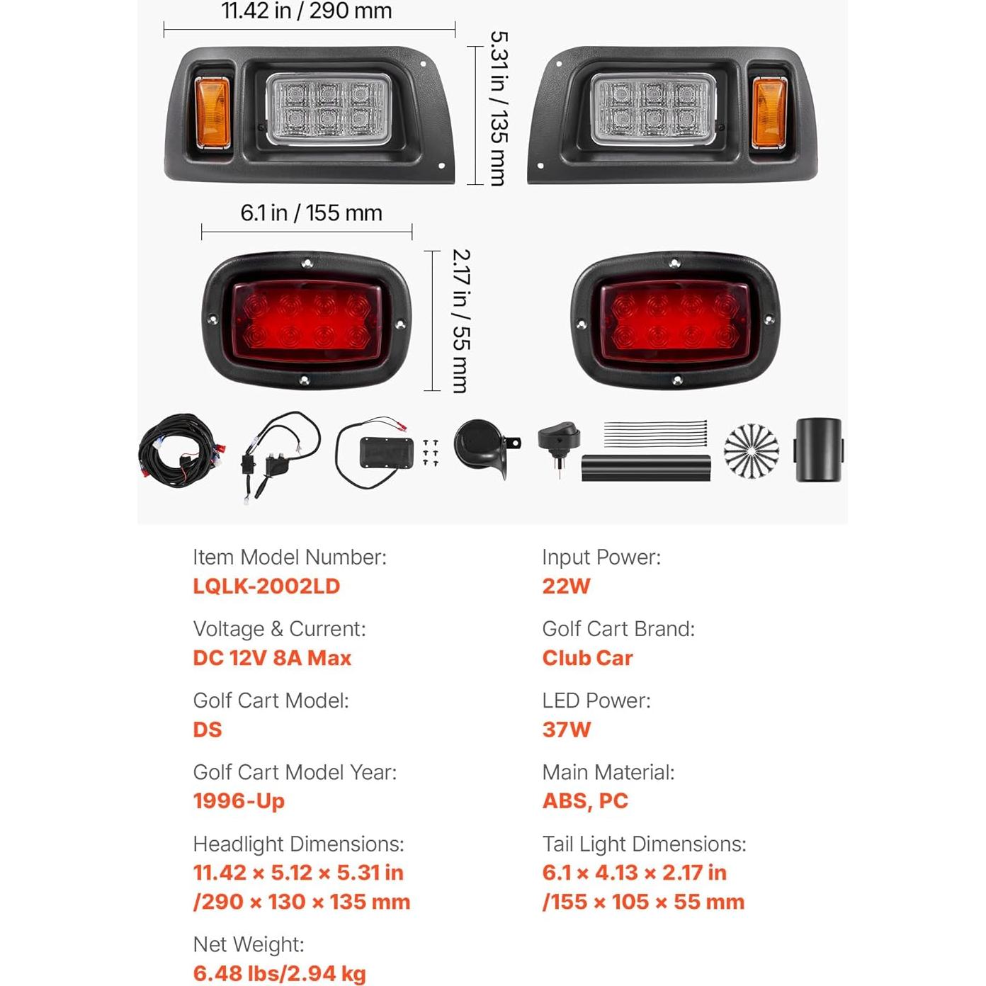Kit de Luces LED VEVOR para Carro de Golf Club Car DS 1993+