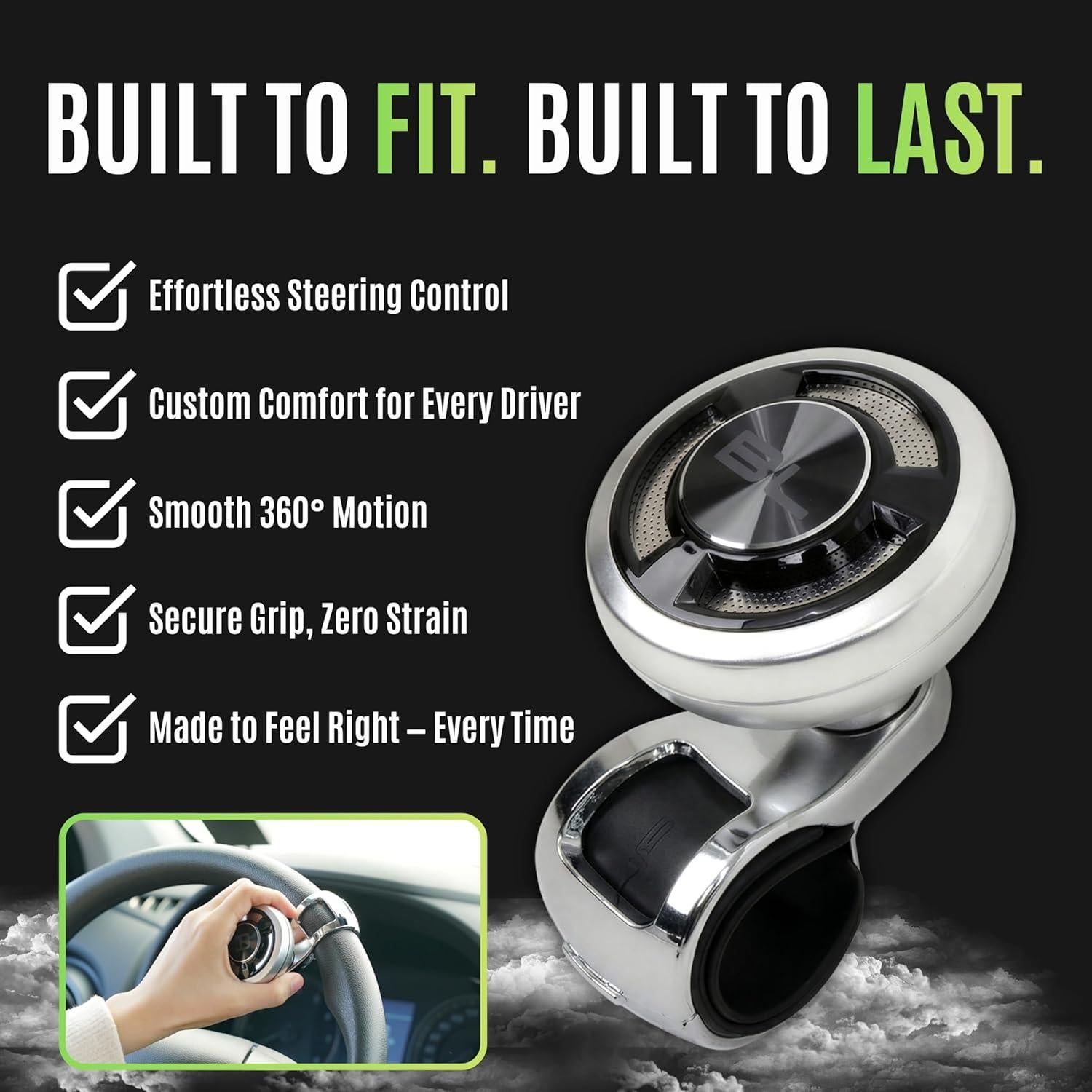 Perilla de Volante FOURING Platino Plateado Antideslizante