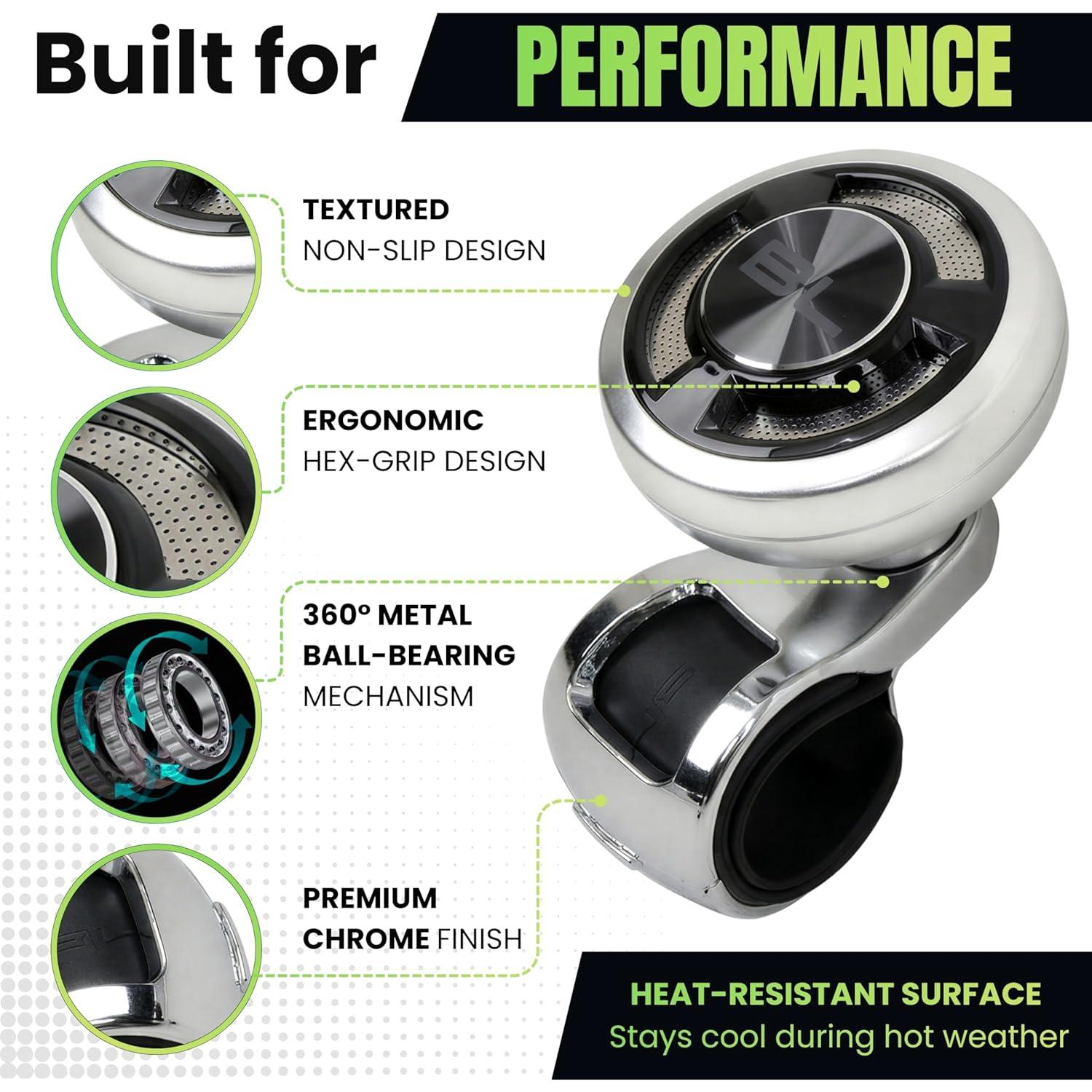 Perilla de Volante FOURING Platino Plateado Antideslizante