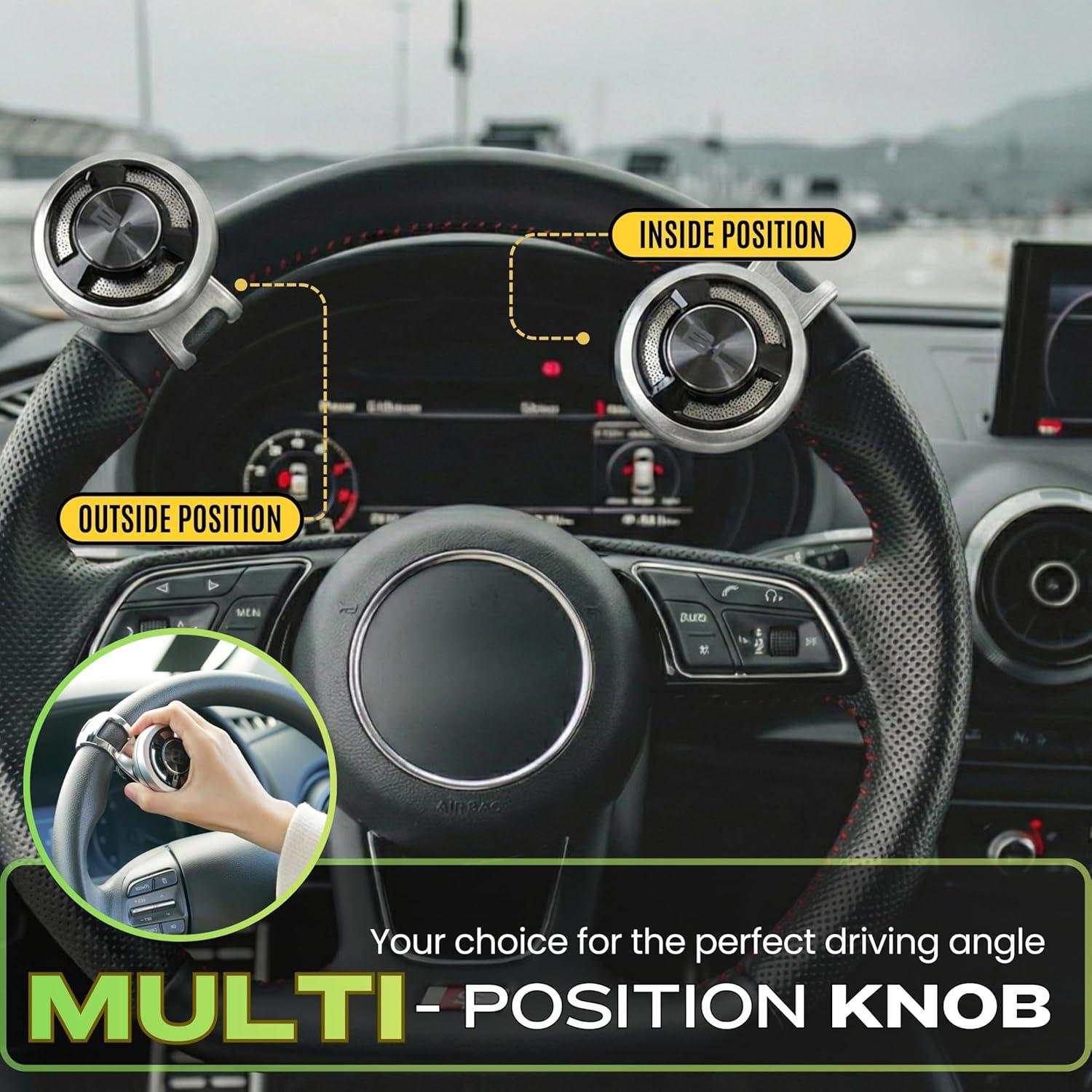 Perilla de Volante FOURING Platino Plateado Antideslizante