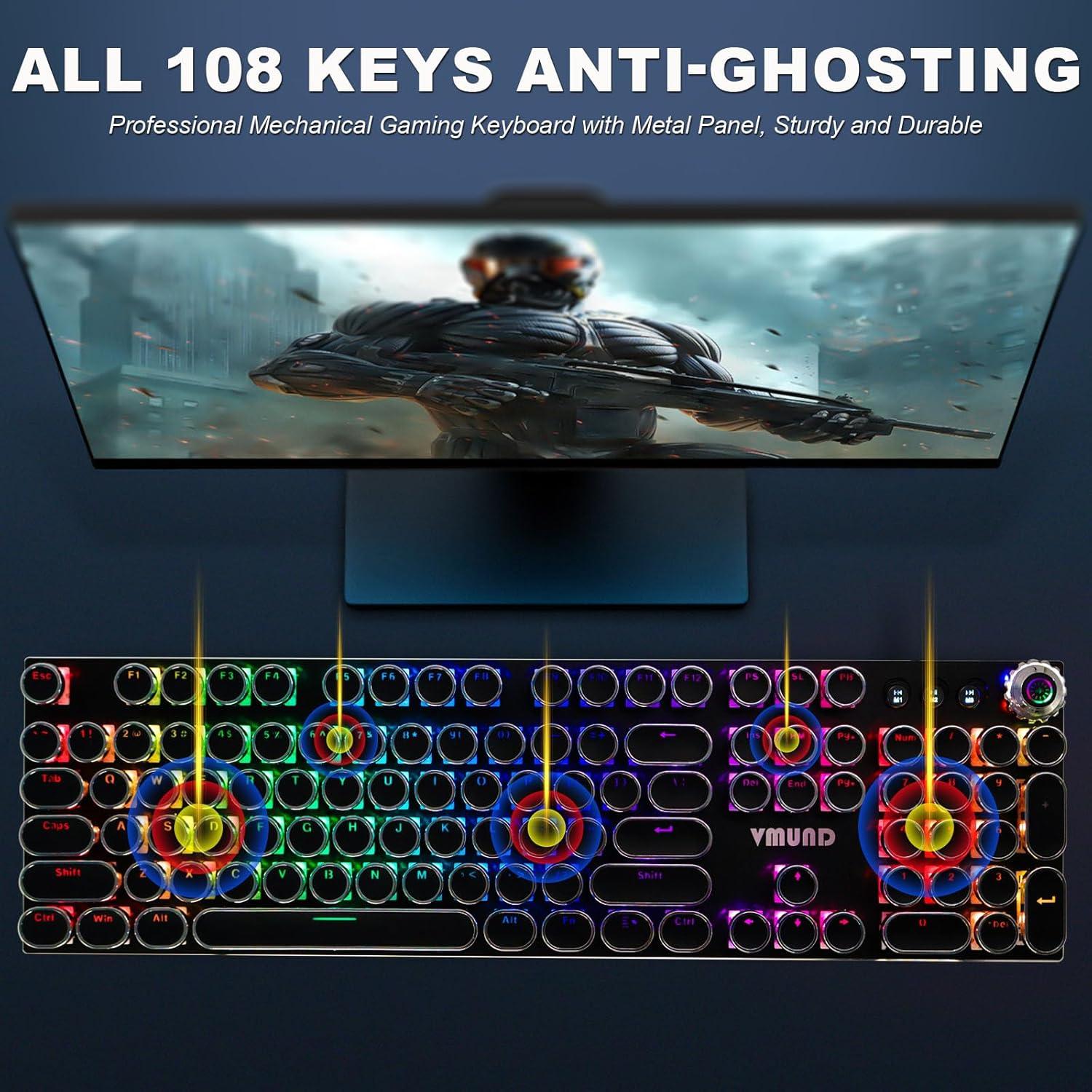 Combo Teclado Mecánico y Ratón RGB VMUND K968 con Perilla