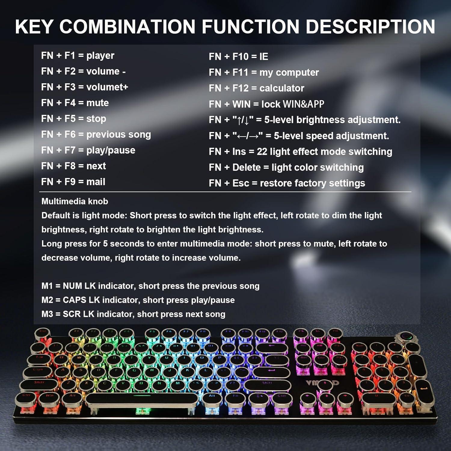 Combo Teclado Mecánico y Ratón RGB VMUND K968 con Perilla