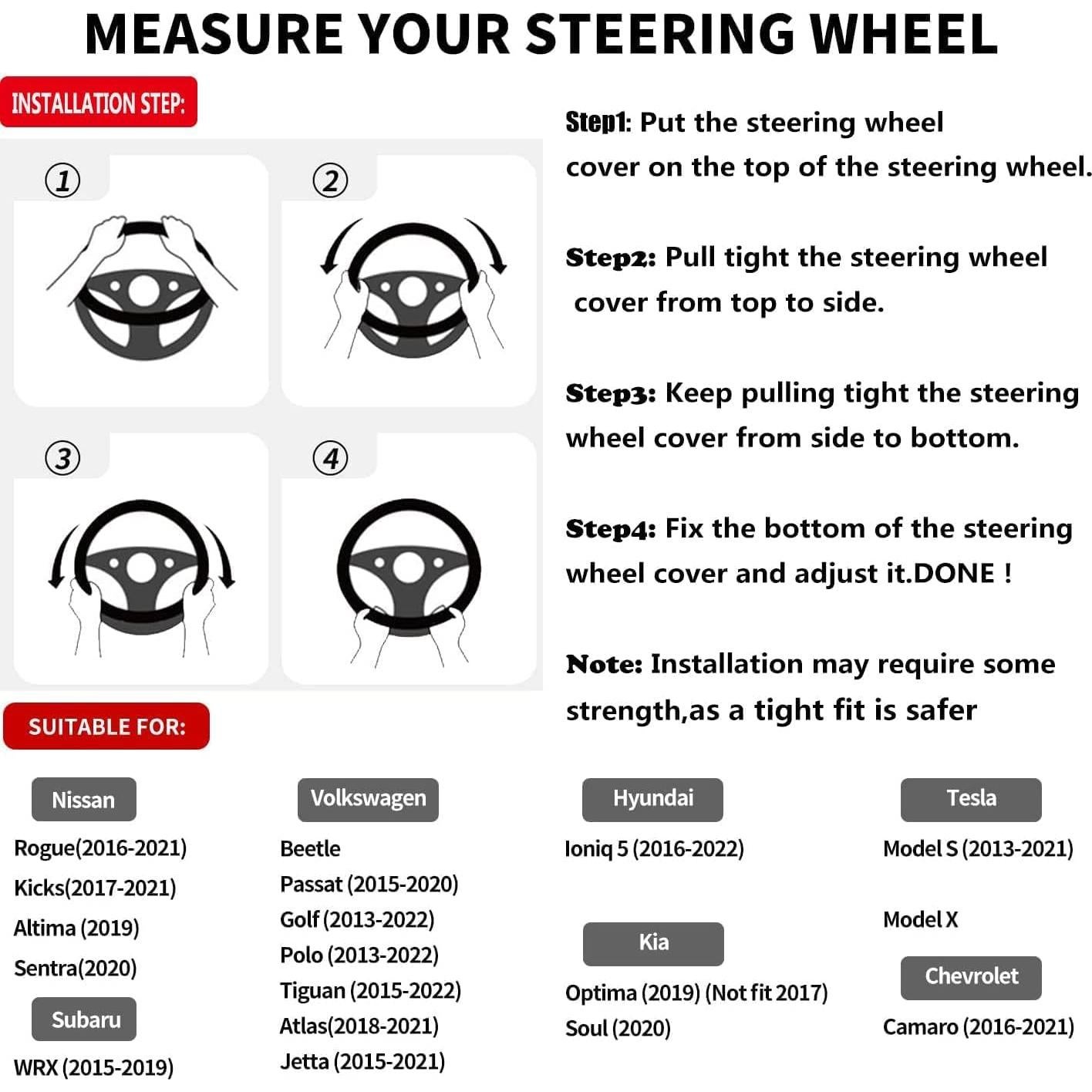 Cubierta de Volante D Sholer 37-38 cm Cuero Negro Antideslizante