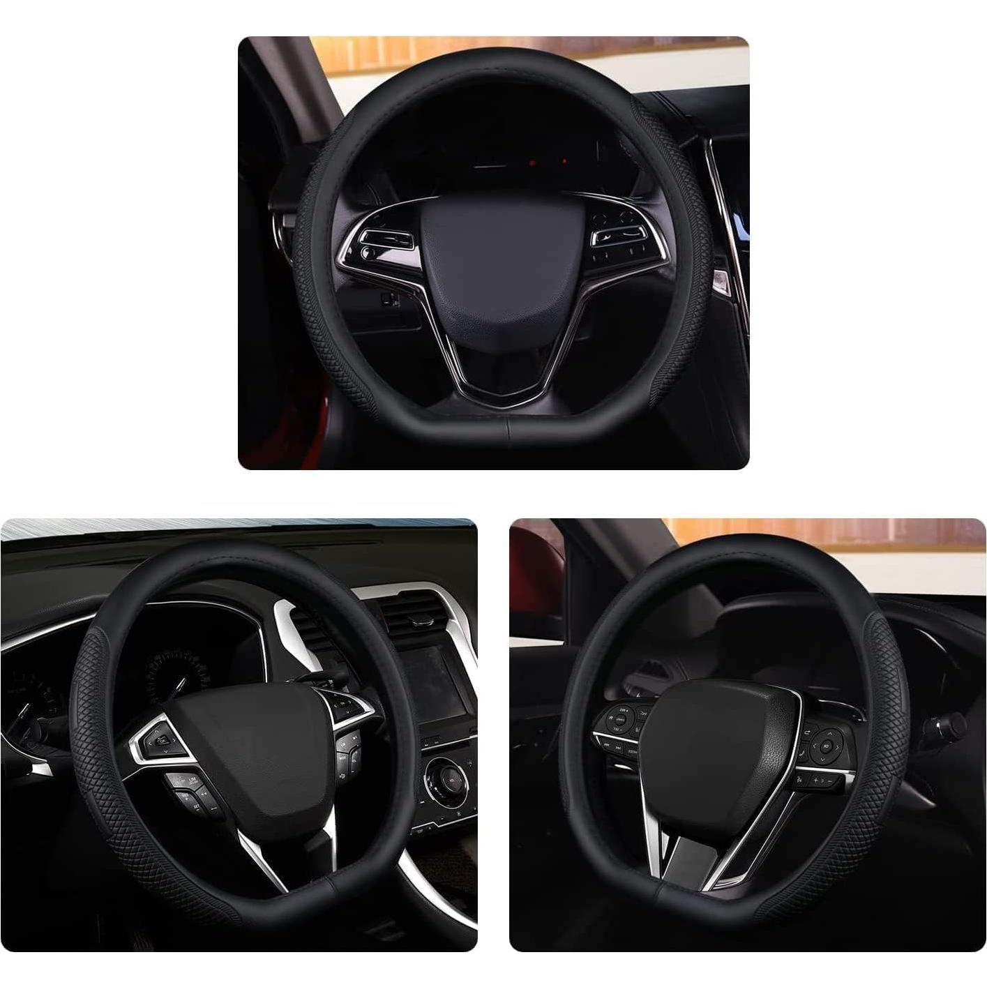 Cubierta de Volante D Sholer 37-38 cm Cuero Negro Antideslizante