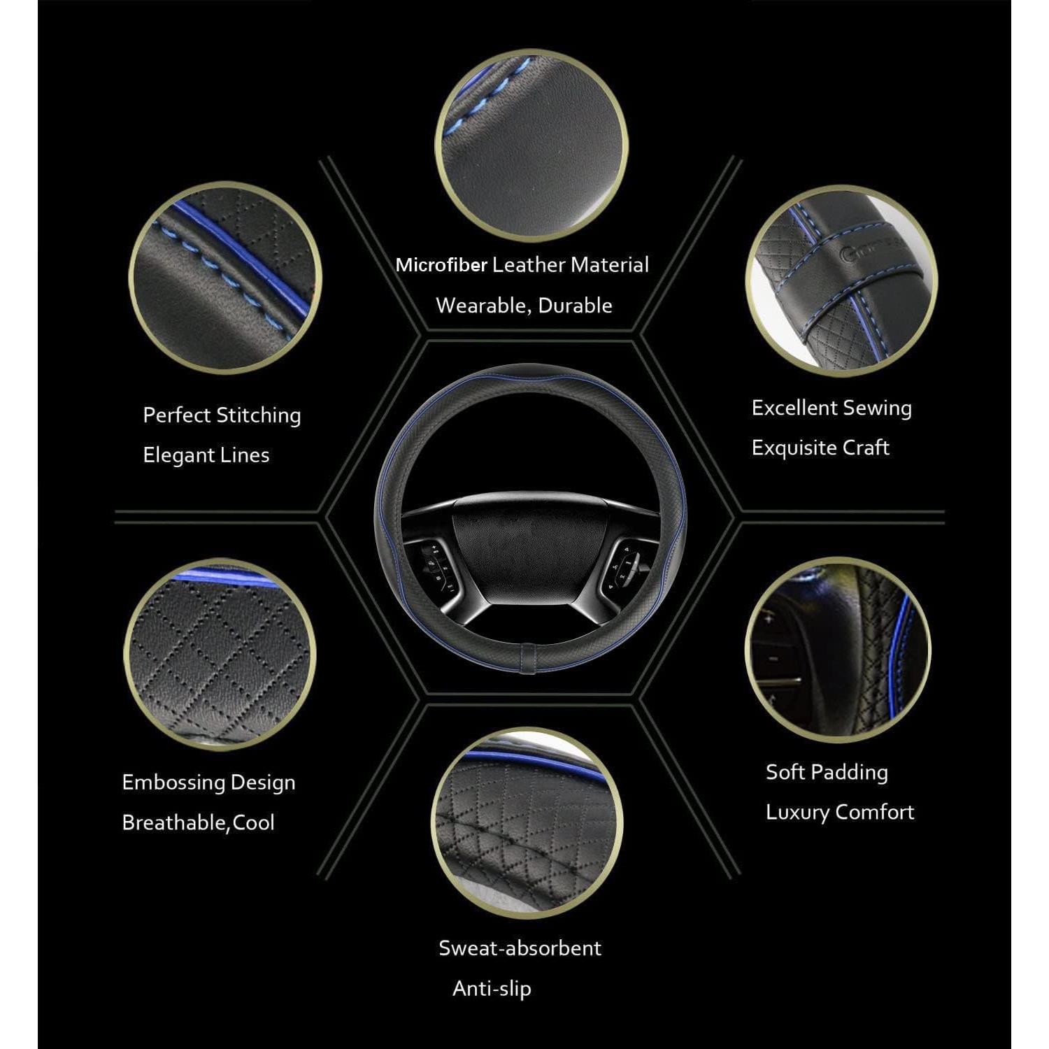 Cubierta de Volante de Coche Zlirfy cx9983 Cuero Transpirable