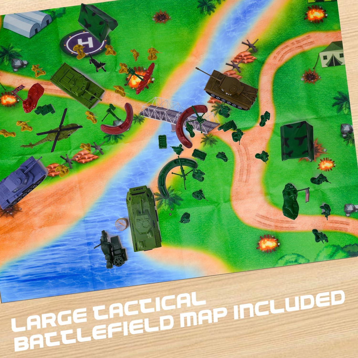 Juego de Soldados de Plástico Jielun 124 Piezas con Tapete