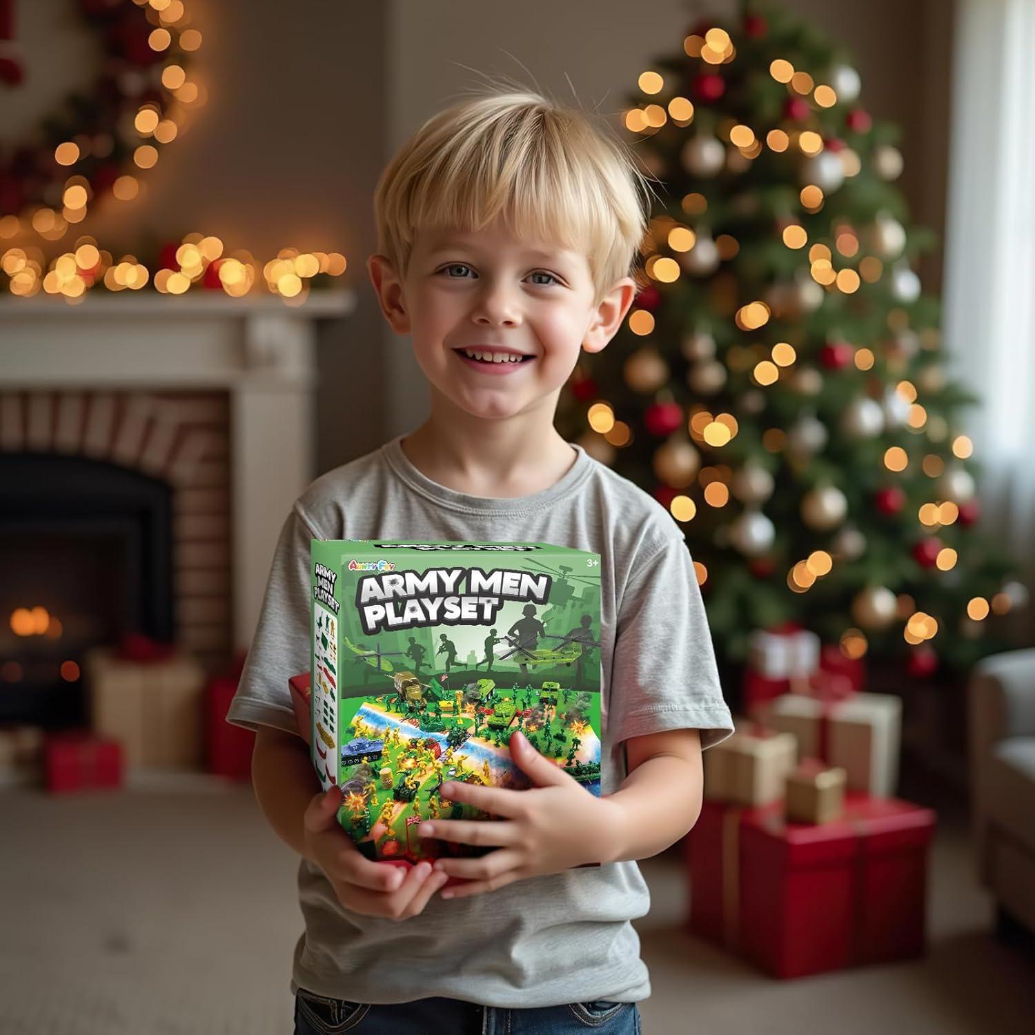 Juego de Soldados de Plástico Jielun 124 Piezas con Tapete