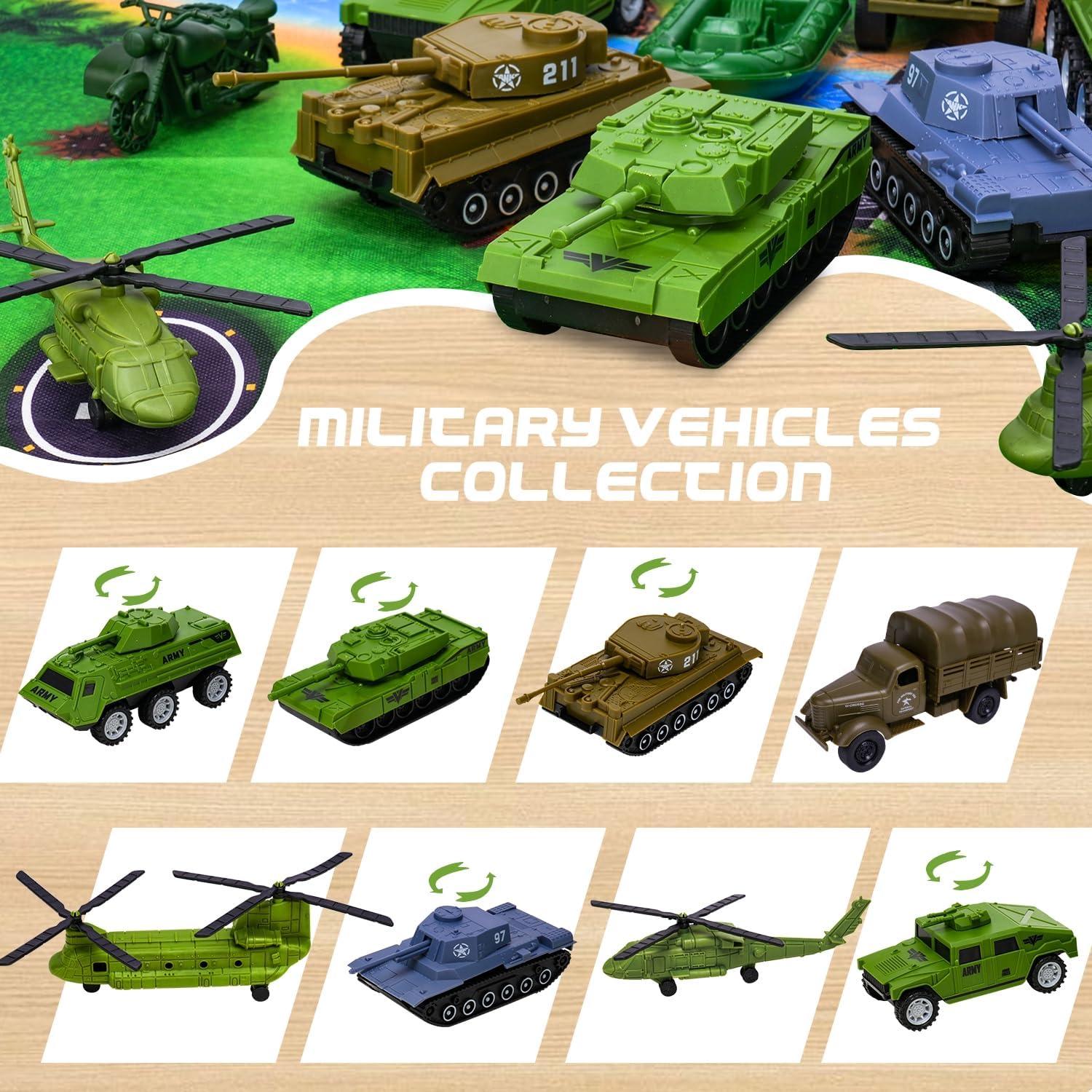 Juego de Soldados de Plástico Jielun 124 Piezas con Tapete