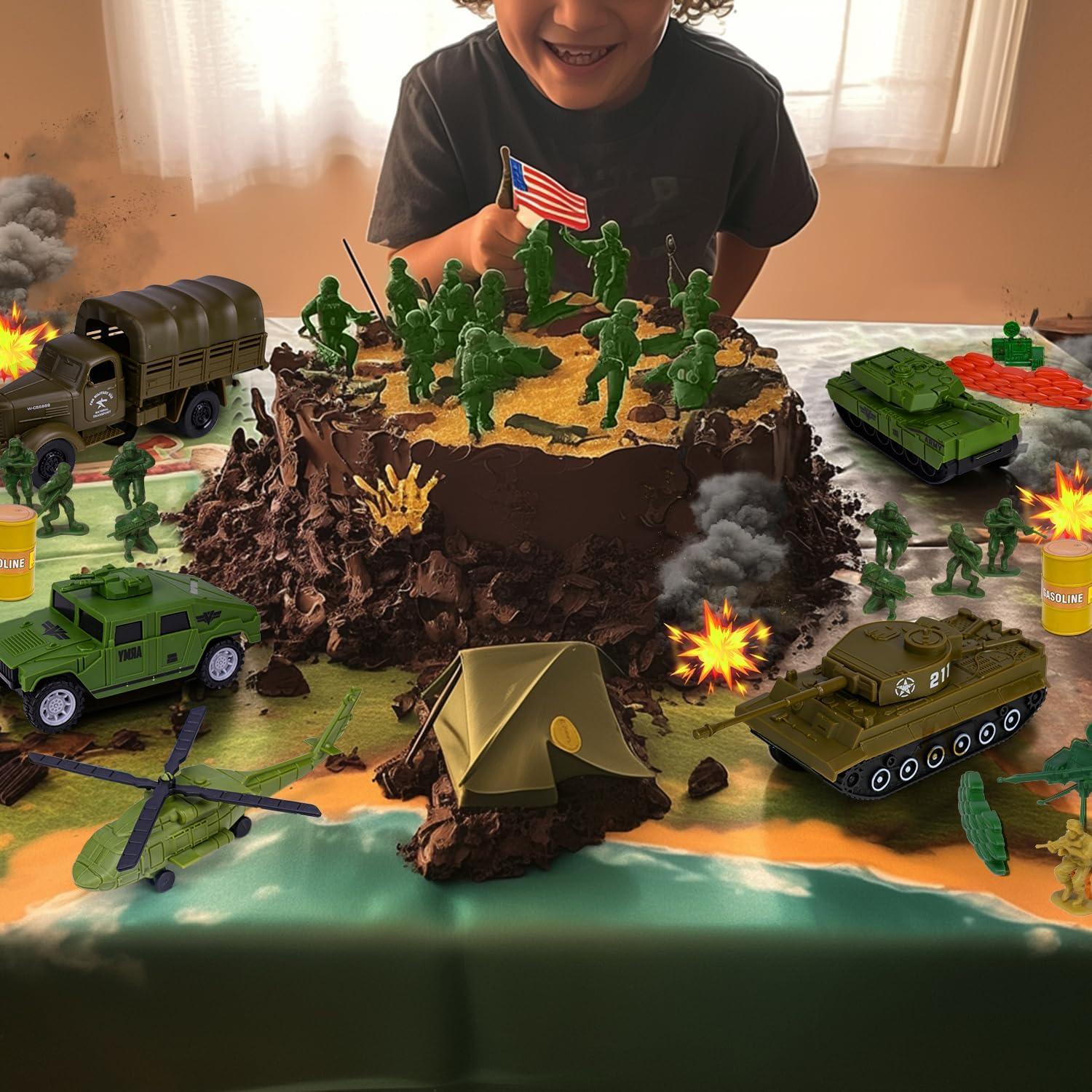 Juego de Soldados de Plástico Jielun 124 Piezas con Tapete