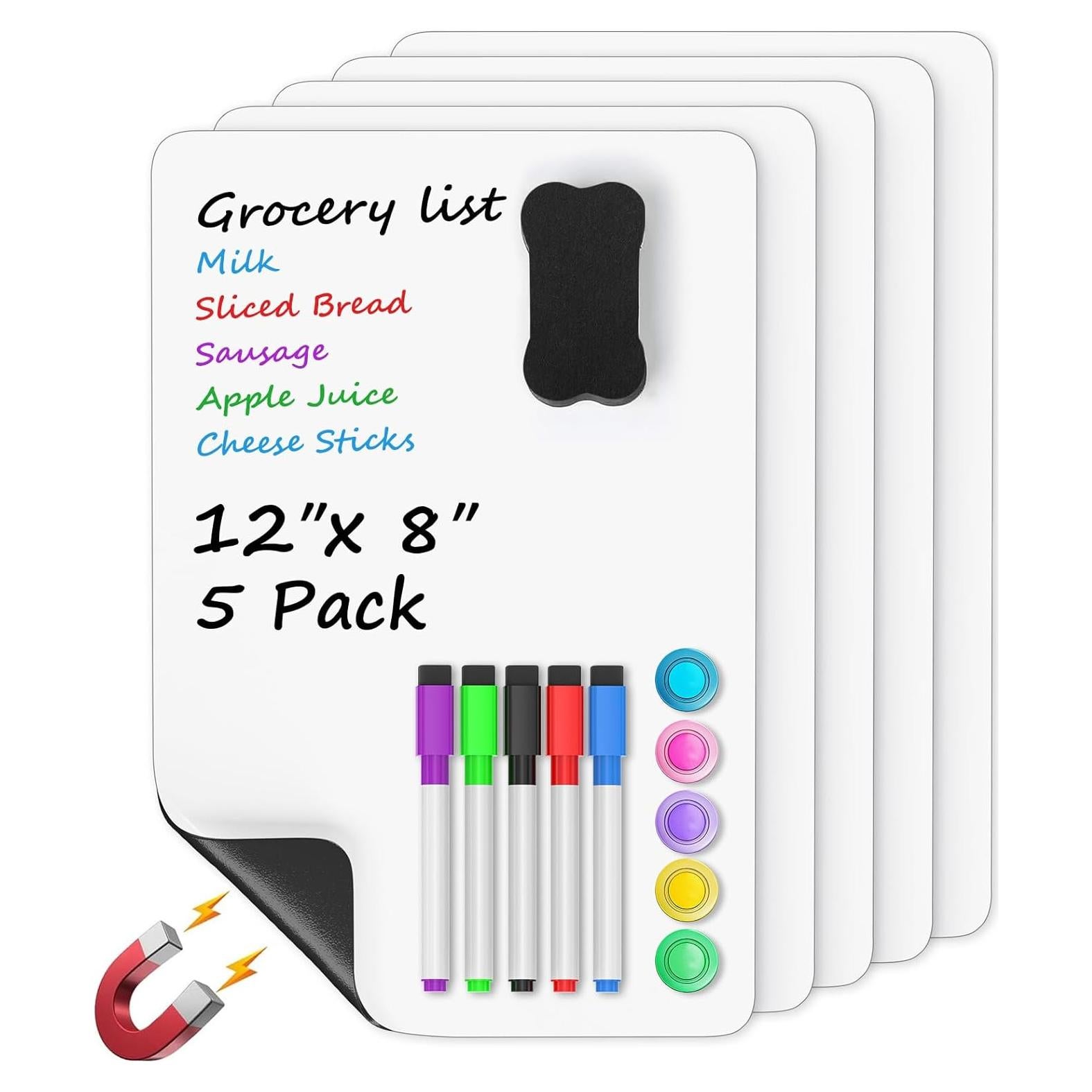 MaxGear Pizarra Blanca Magnética 30.5x20.3 cm con 5 Marcadores