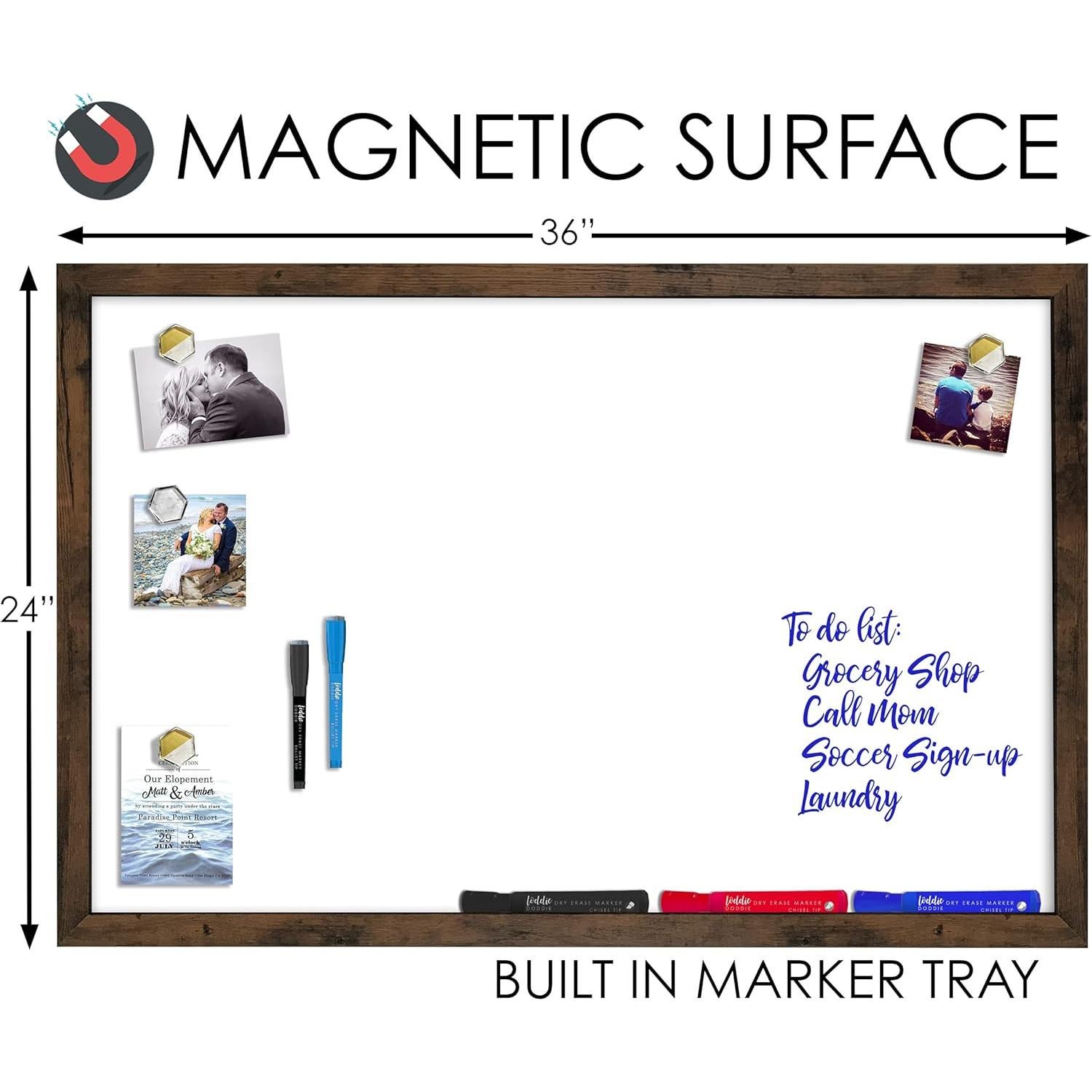 Tablero Blanco Magnético Loddie Doddie 61x91.4 cm con Marco Rústico