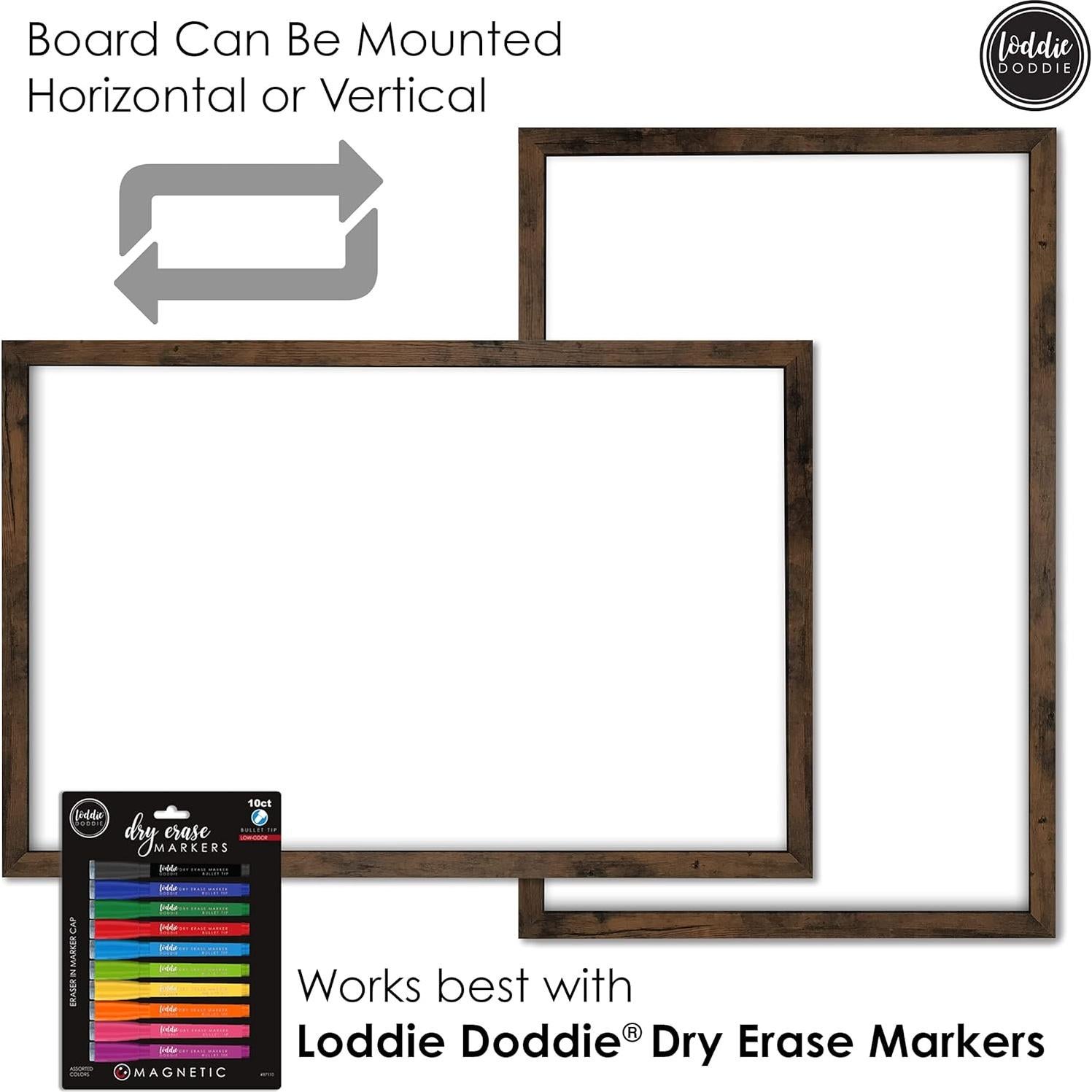 Tablero Blanco Magnético Loddie Doddie 61x91.4 cm con Marco Rústico