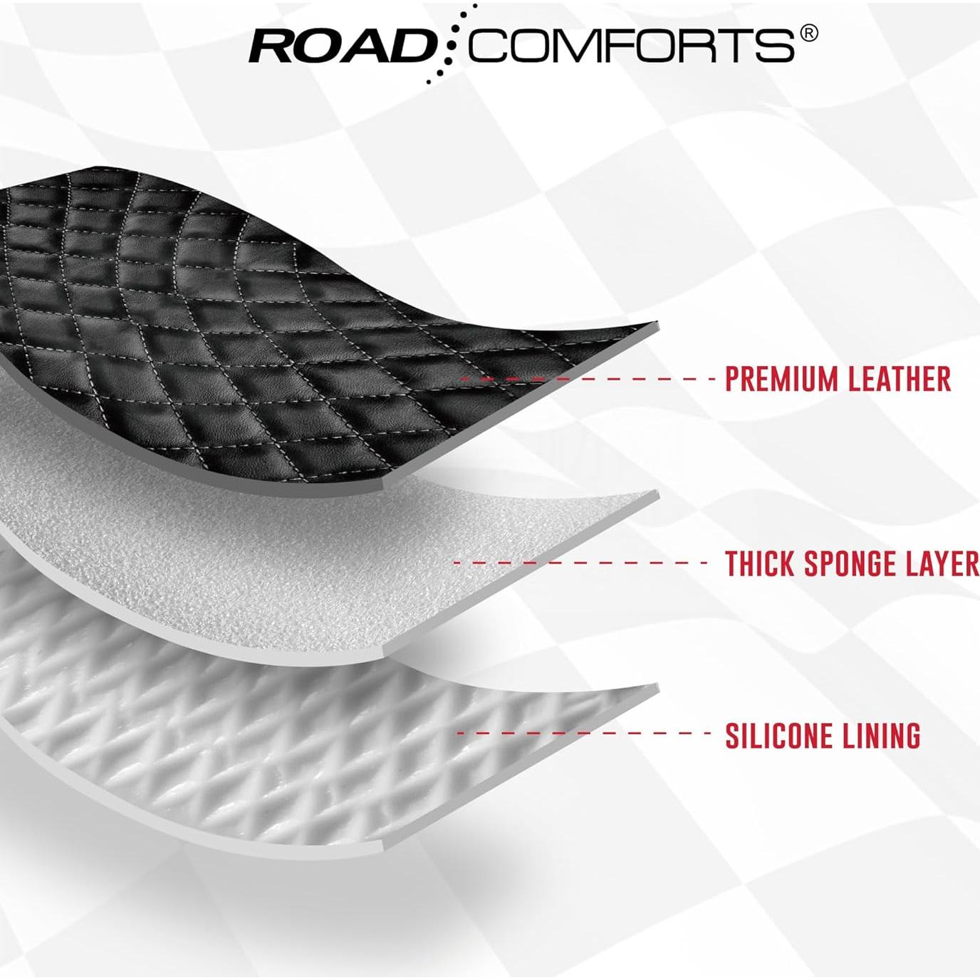 Cubierta de Volante de Cuero Road Comforts Universal 38 cm Rojo