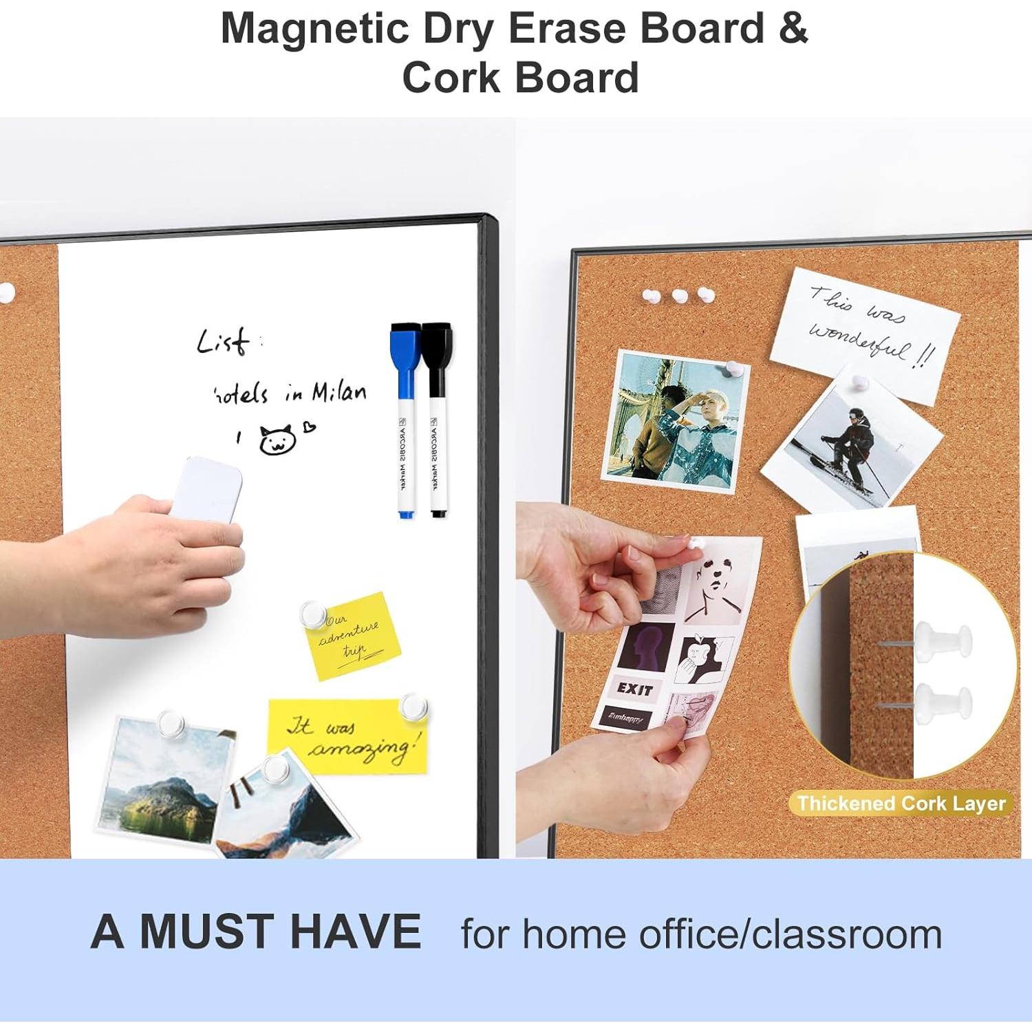 Tablero de Corcho y Pizarra Blanca ARCOBIS 61x46 cm Negro