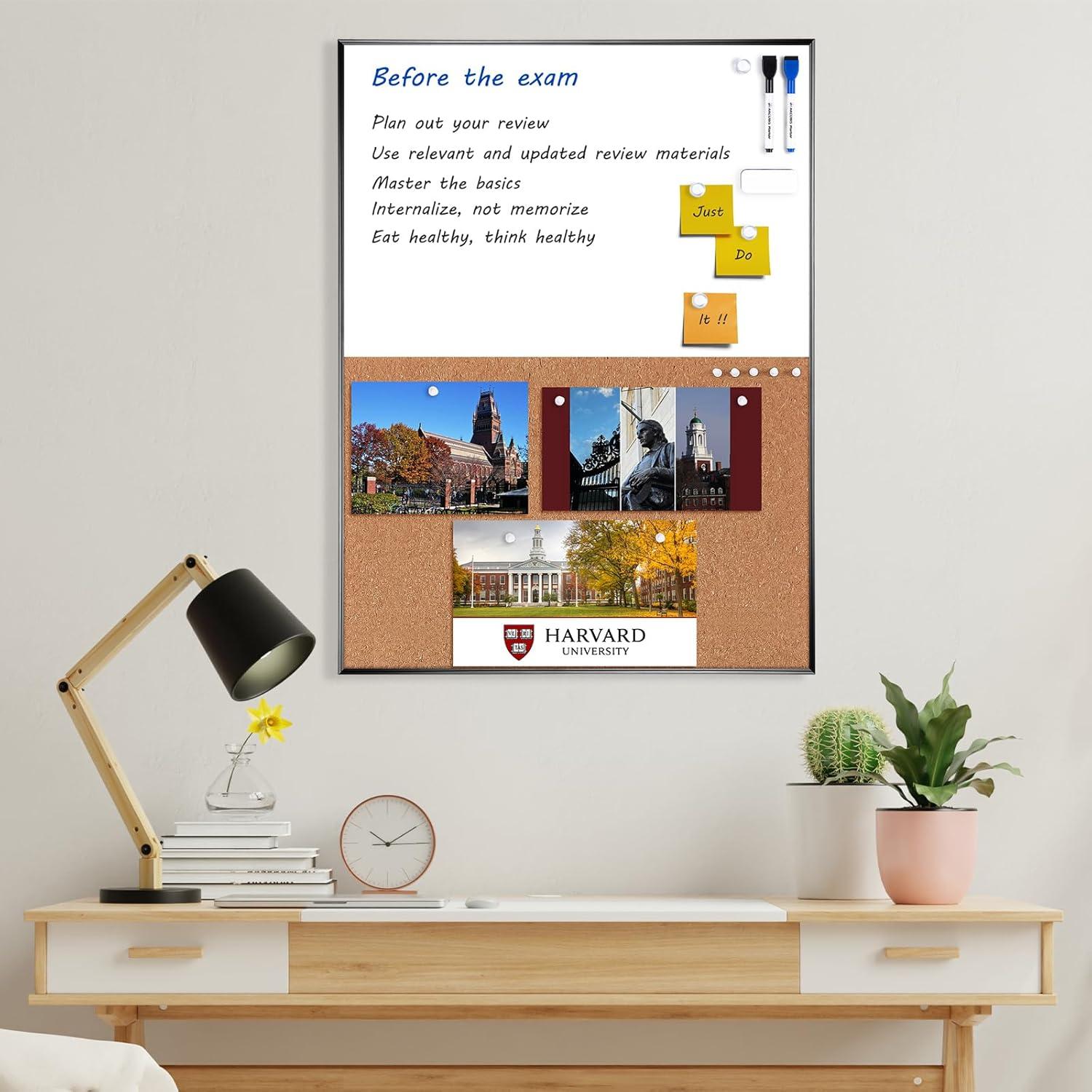 Tablero de Corcho y Pizarra Blanca ARCOBIS 61x46 cm Negro