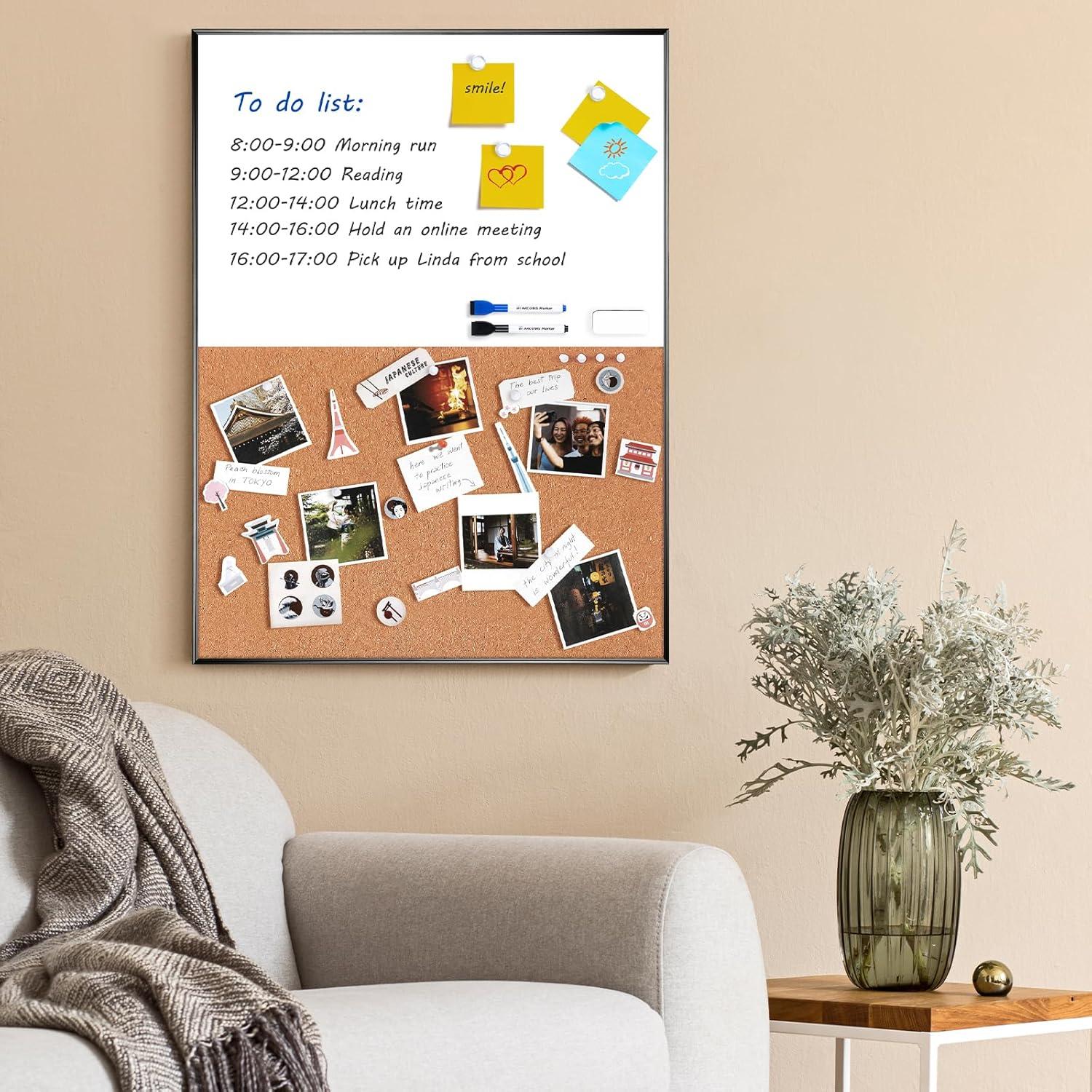 Tablero de Corcho y Pizarra Blanca ARCOBIS 61x46 cm Negro