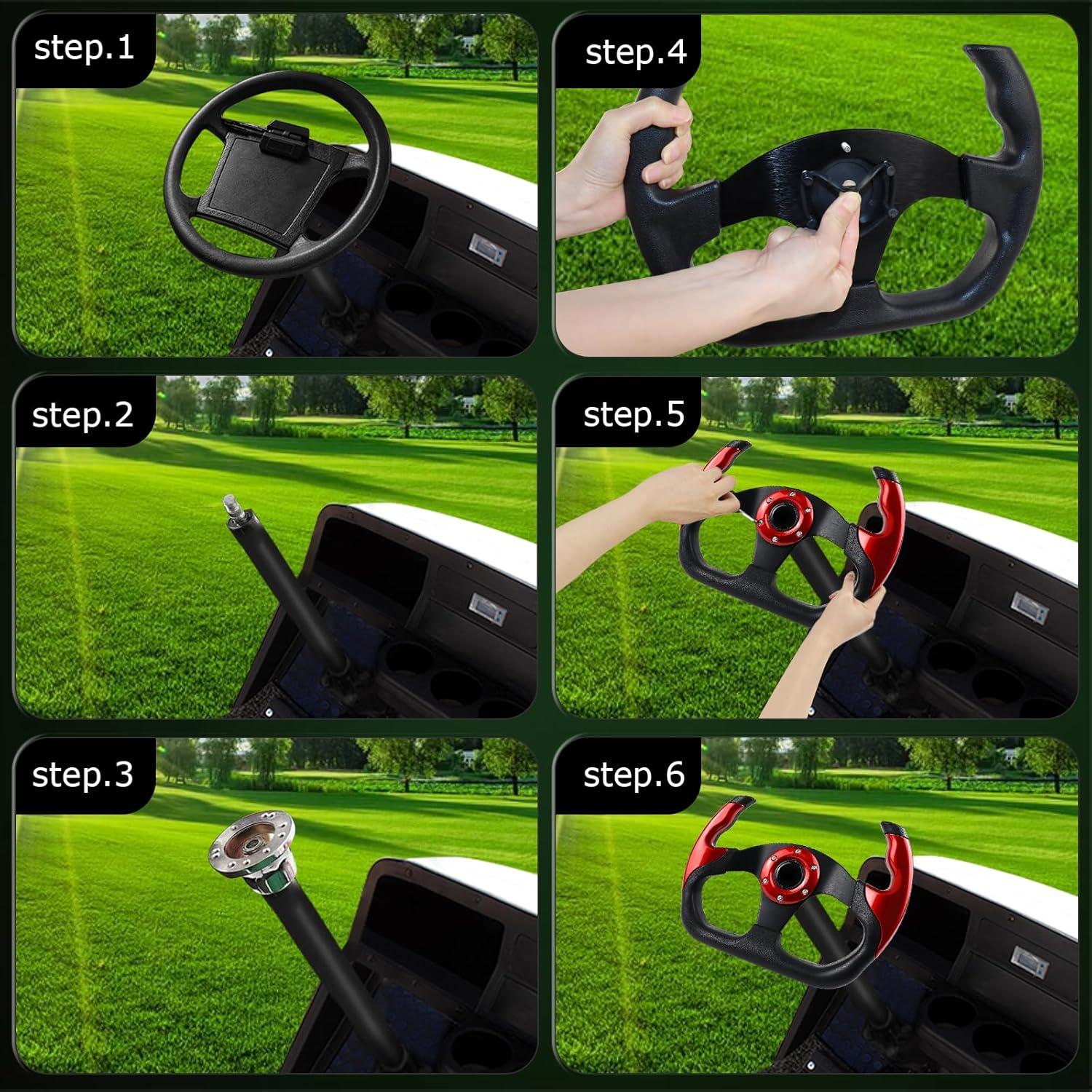 Volante de Golf QYMOPAY Universal 33 cm Rojo Ergonomico