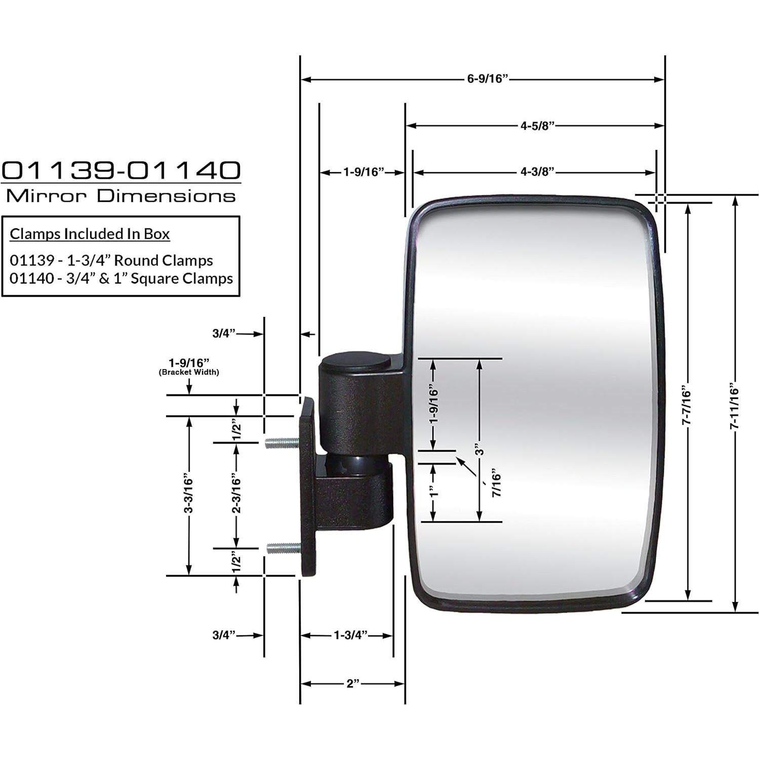 Espejo Lateral CIPA 1140 para Carrito de Golf - Convexo