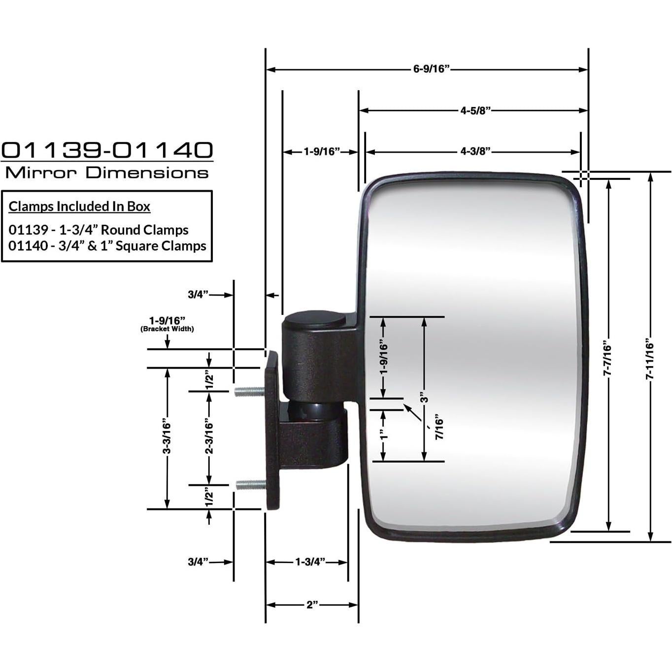 Espejo Lateral CIPA 1140 para Carrito de Golf - Convexo