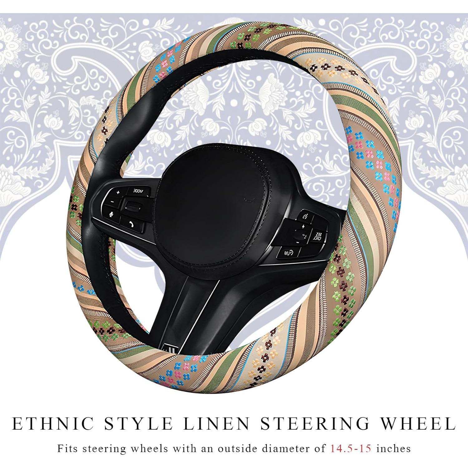 Funda de Volante Boho NYTKL, Antideslizante Lino 38 cm