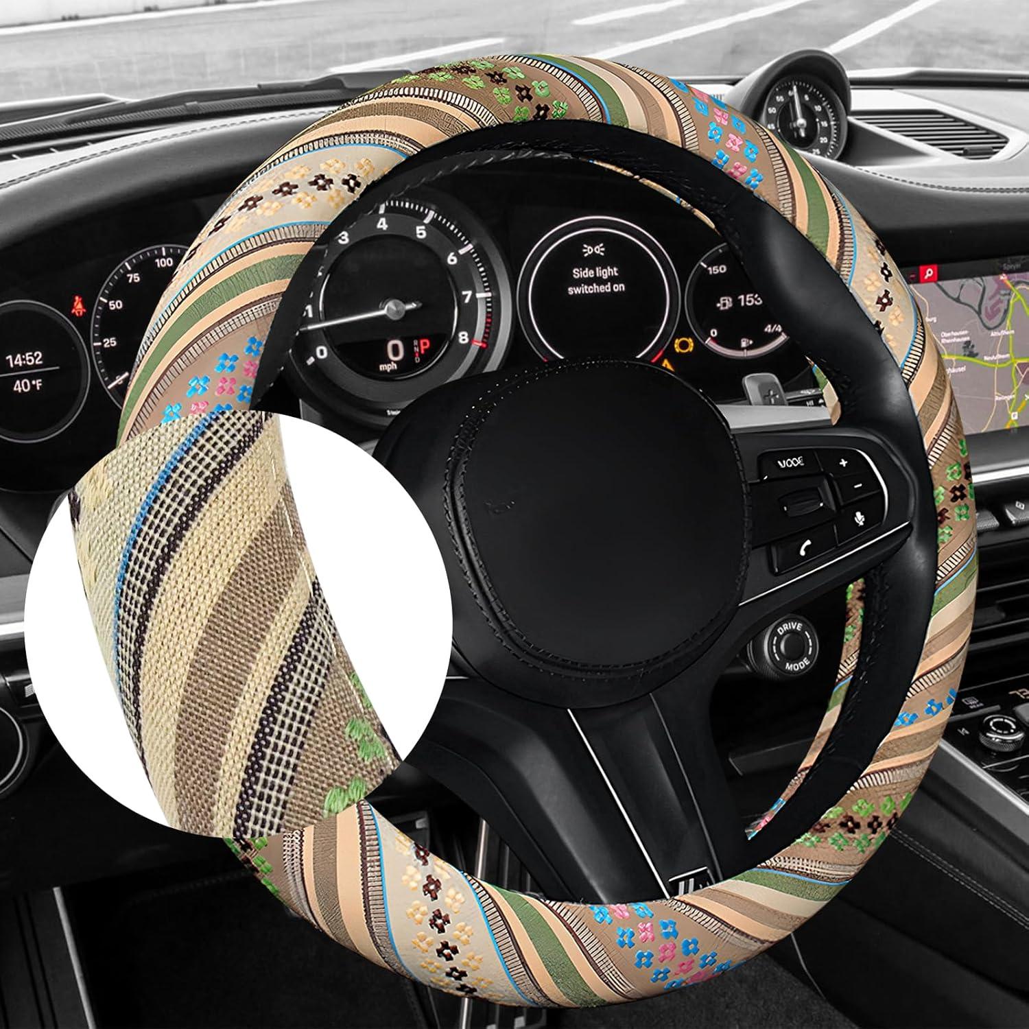 Funda de Volante Boho NYTKL, Antideslizante Lino 38 cm