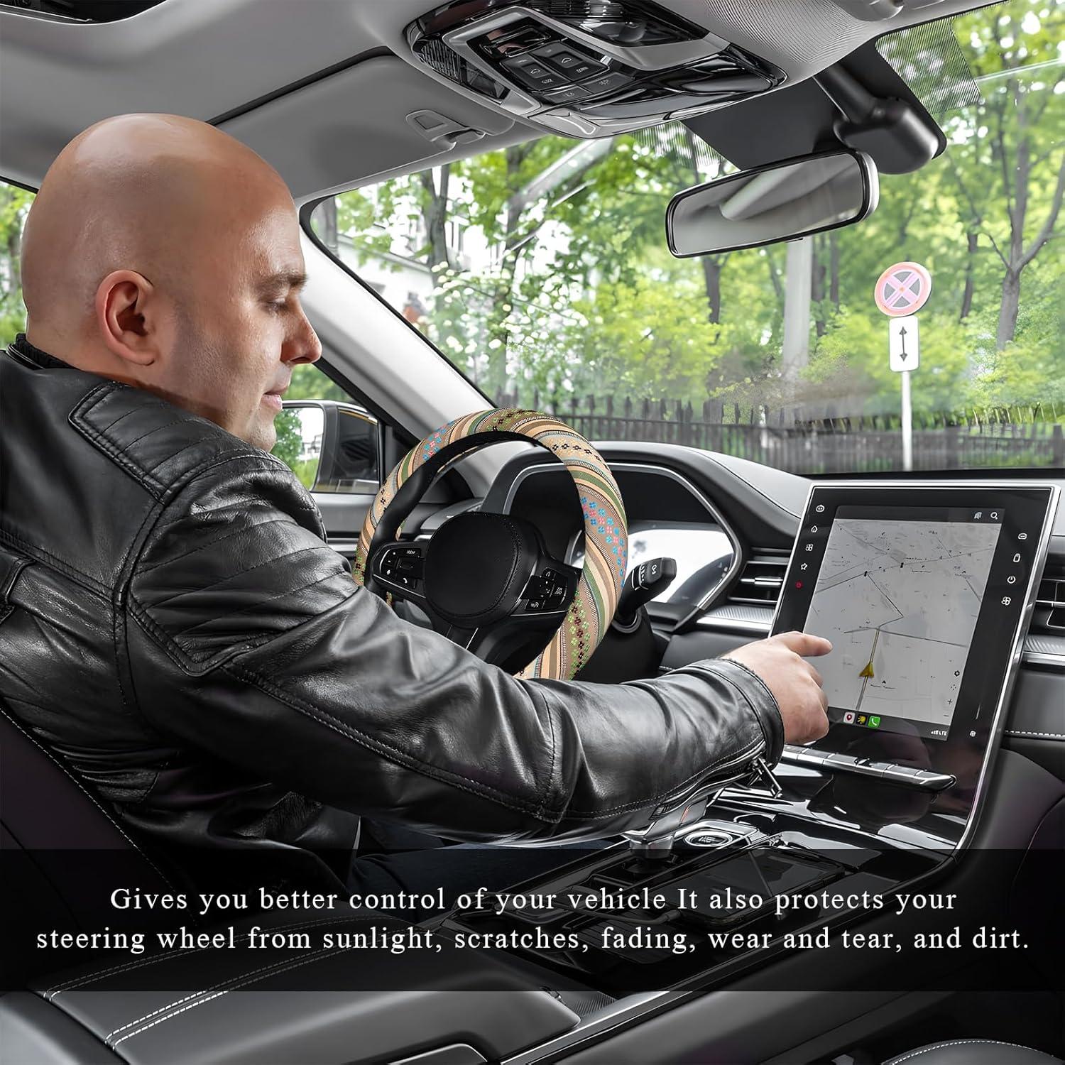 Funda de Volante Boho NYTKL, Antideslizante Lino 38 cm