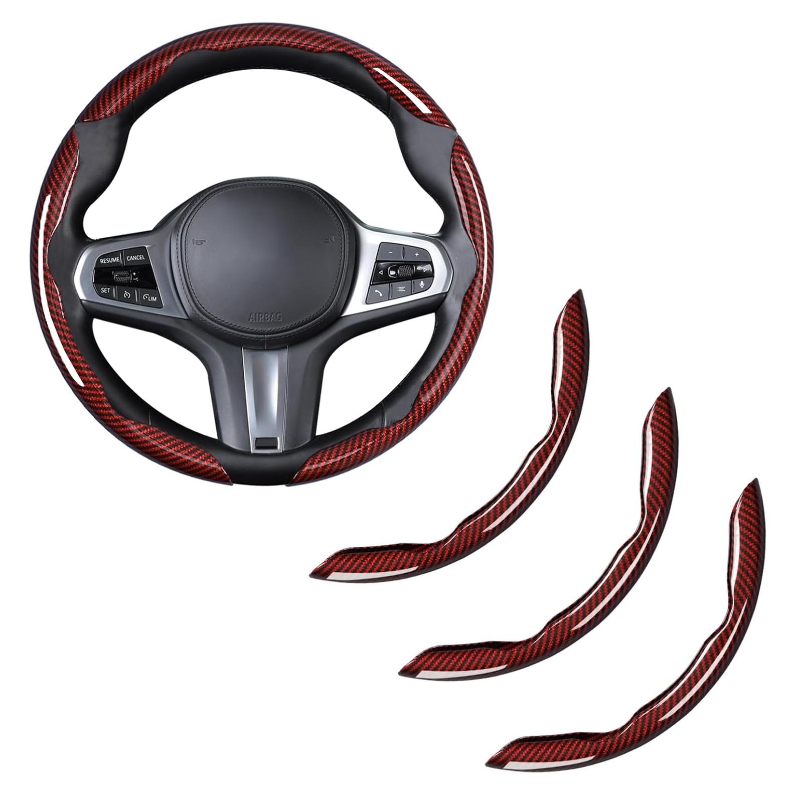 Cubierta de Volante Aotoyou de Fibra de Carbono Rojo 3 Piezas