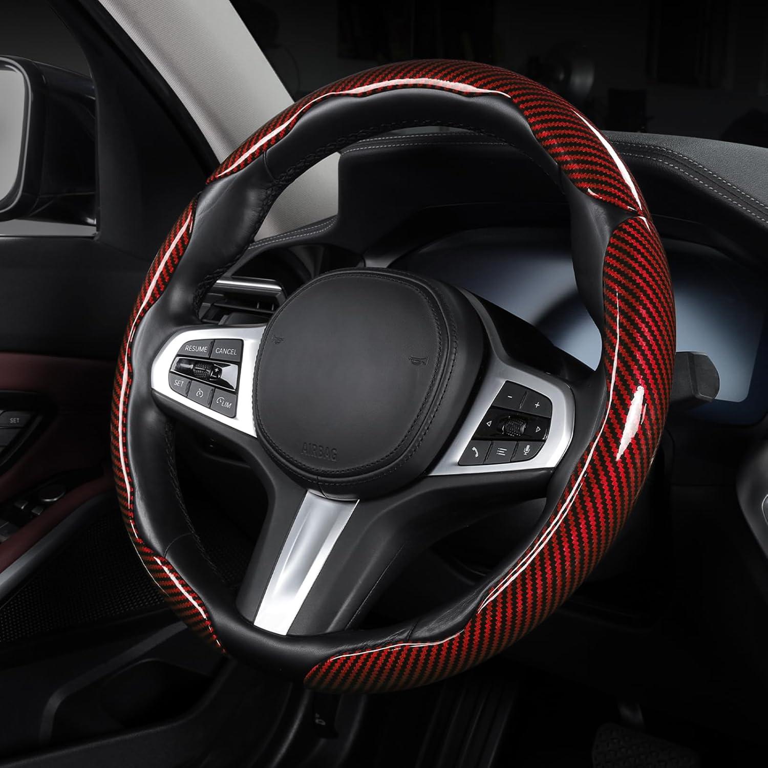 Cubierta de Volante Aotoyou de Fibra de Carbono Rojo 3 Piezas