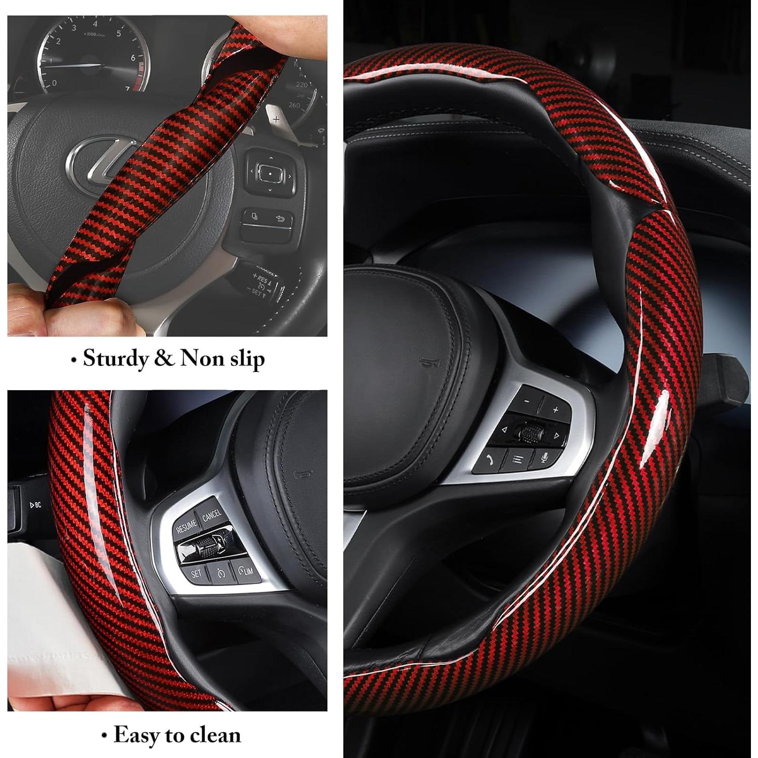 Cubierta de Volante Aotoyou de Fibra de Carbono Rojo 3 Piezas