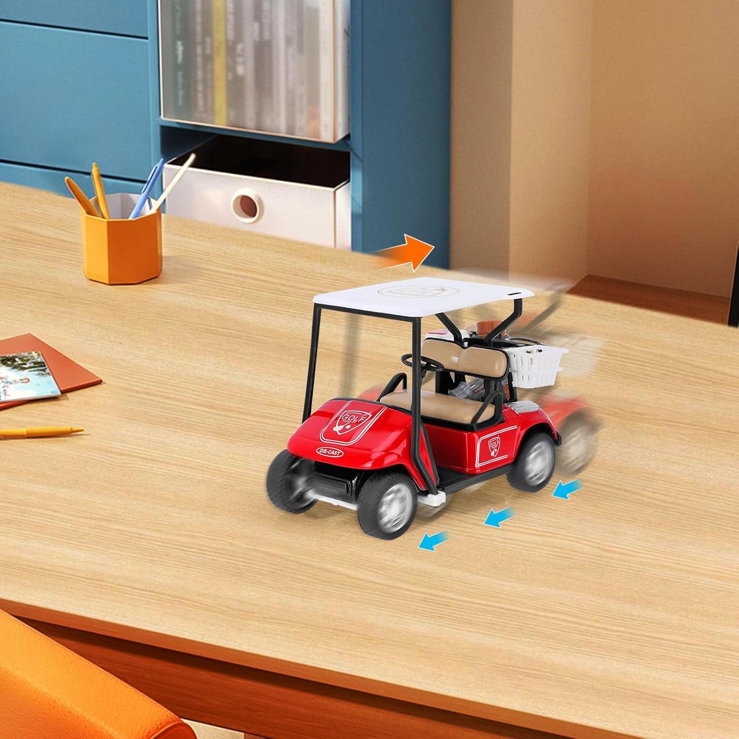 Mini Carrito de Golf Decorativo TEITEAI, Rojo y Blanco, 13.5 cm