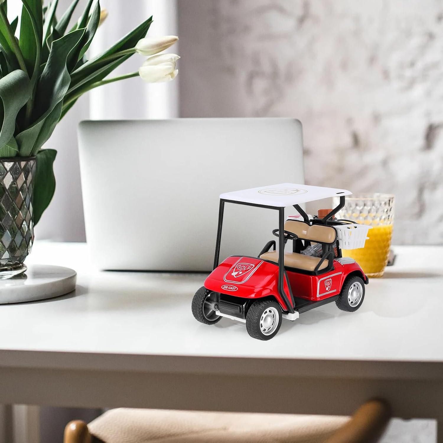 Mini Carrito de Golf Decorativo TEITEAI, Rojo y Blanco, 13.5 cm