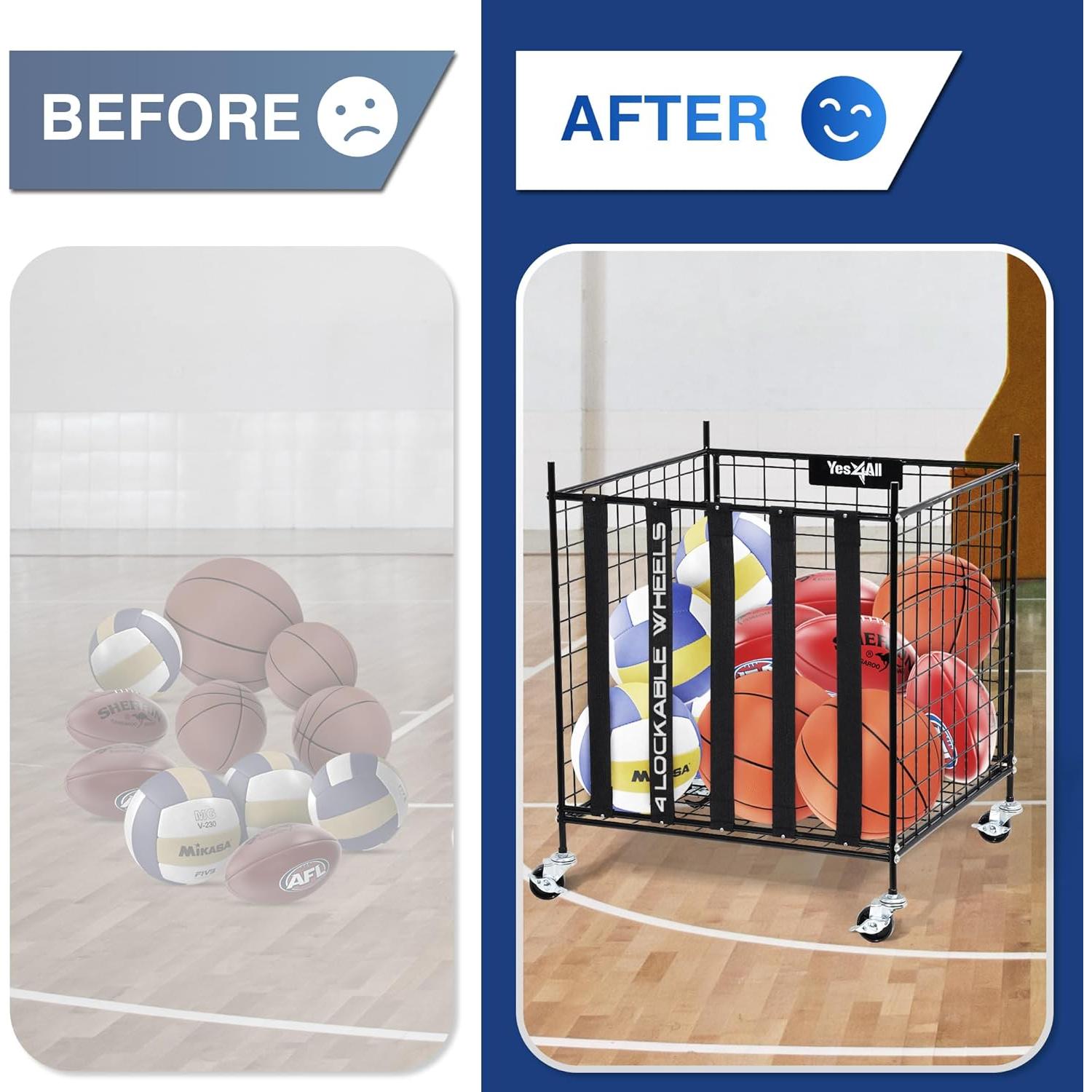 Carro de Almacenamiento YES4ALL para Balones - 49x47cm - Negro