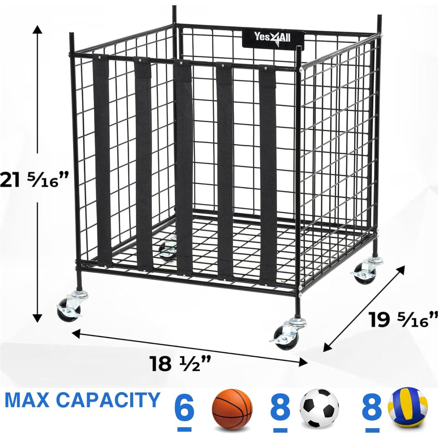 Carro de Almacenamiento YES4ALL para Balones - 49x47cm - Negro