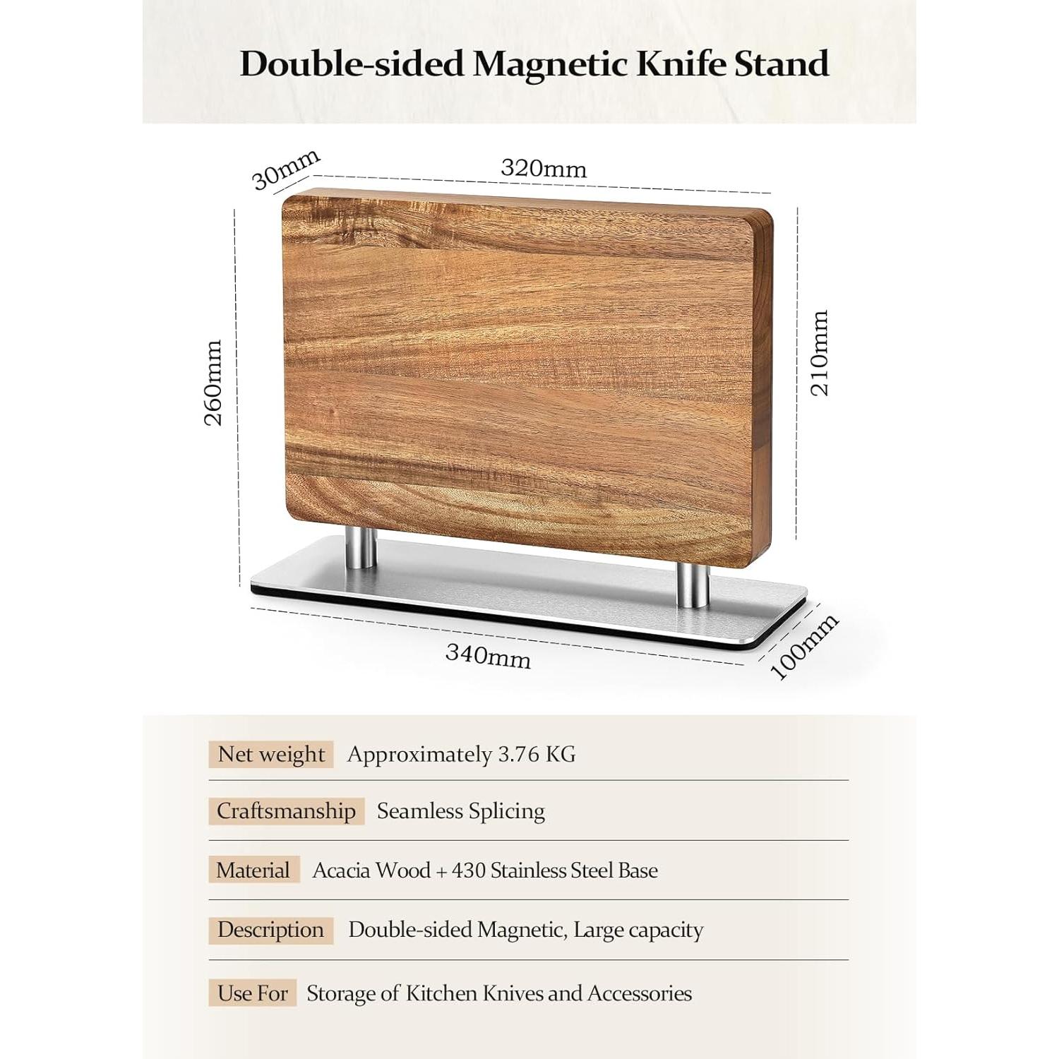 Bloque de cuchillos magnético HEZHEN de doble cara 32x21 cm