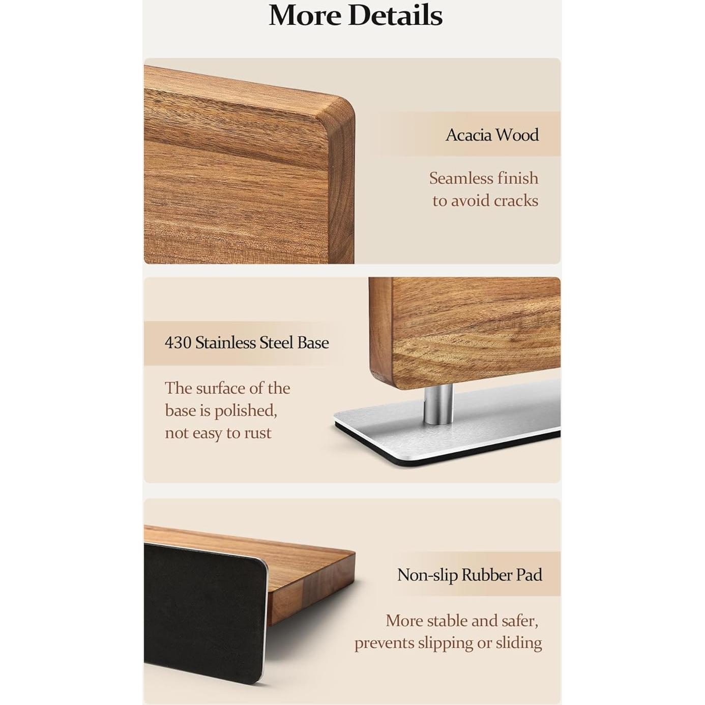 Bloque de cuchillos magnético HEZHEN de doble cara 32x21 cm