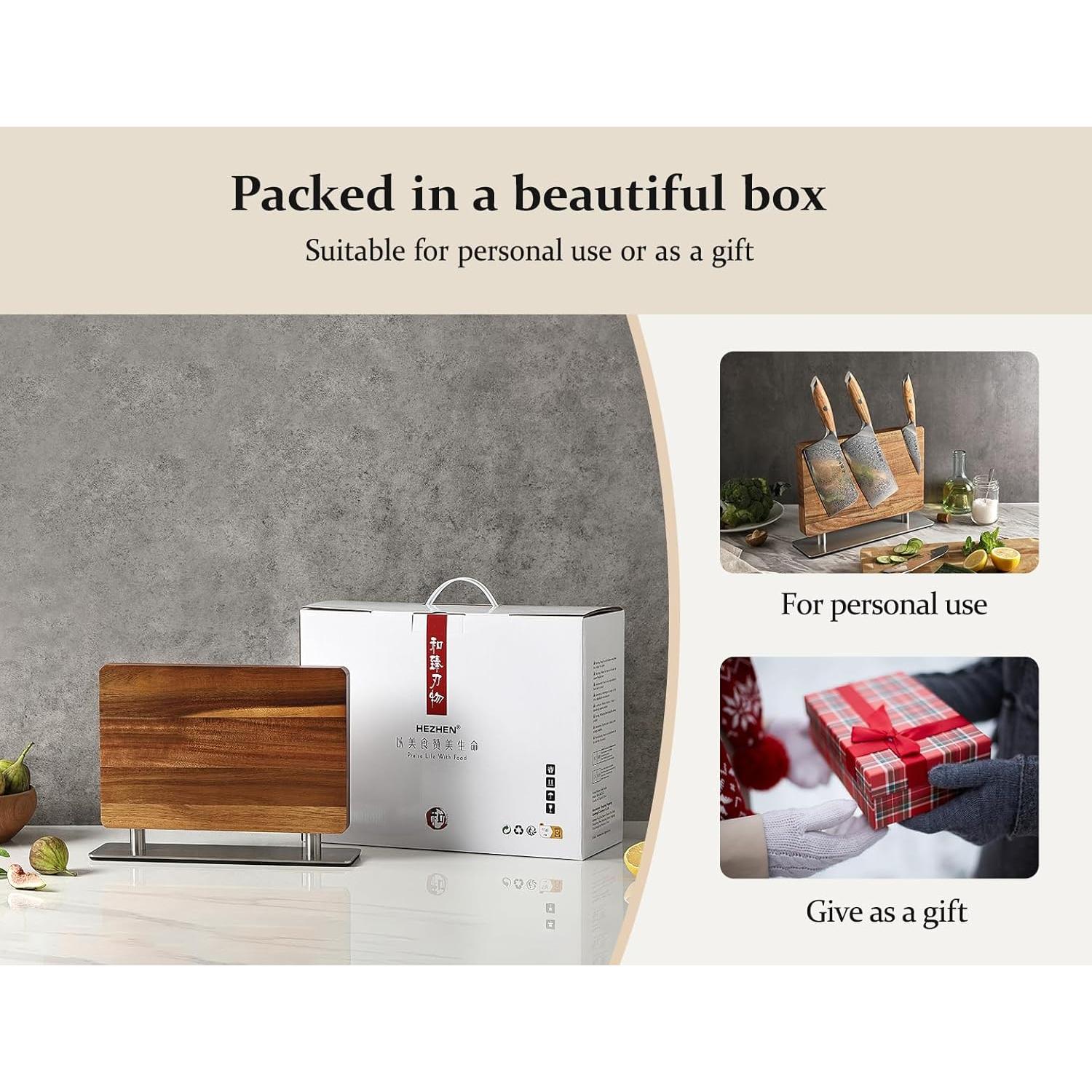 Bloque de cuchillos magnético HEZHEN de doble cara 32x21 cm