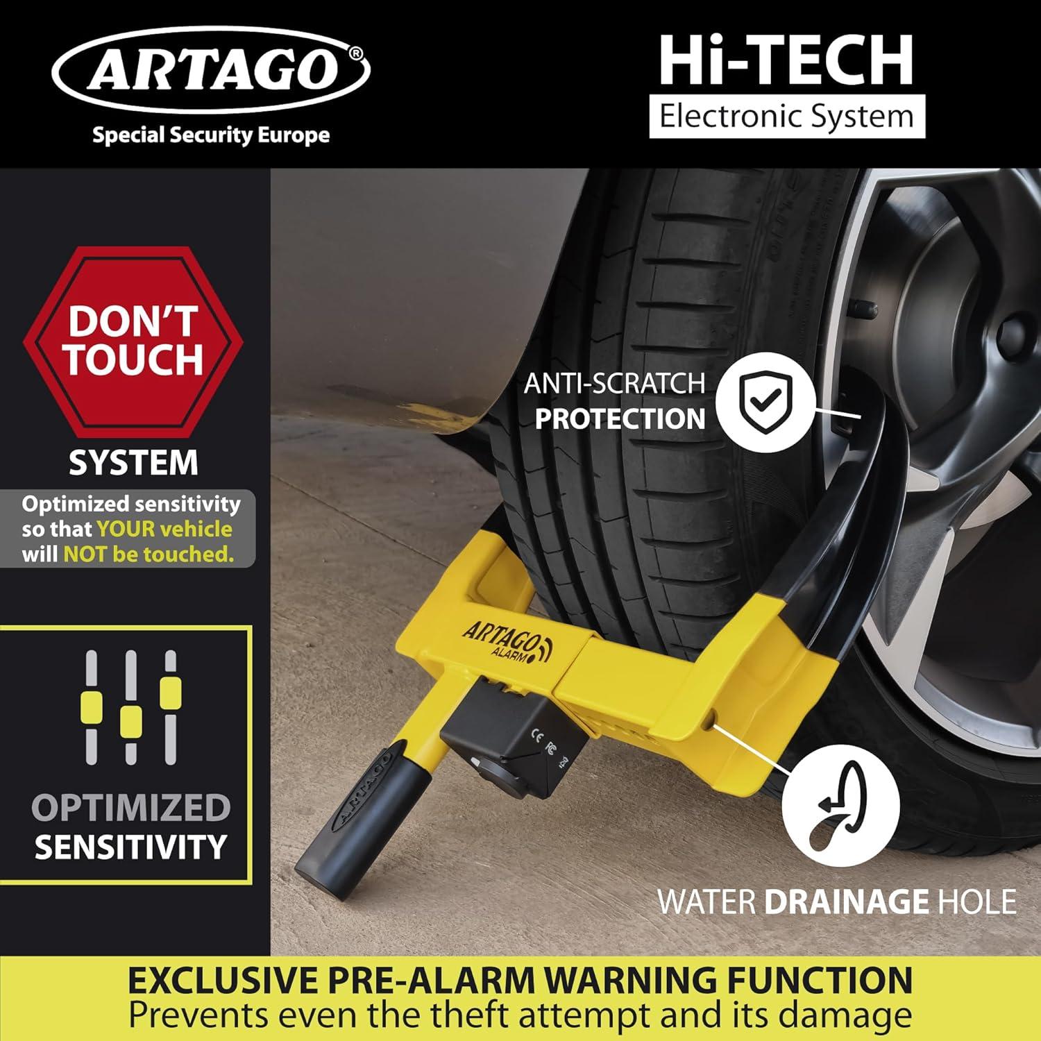 Bloqueo de Rueda Antirrobo Artago ART872 con Alarma 120dB