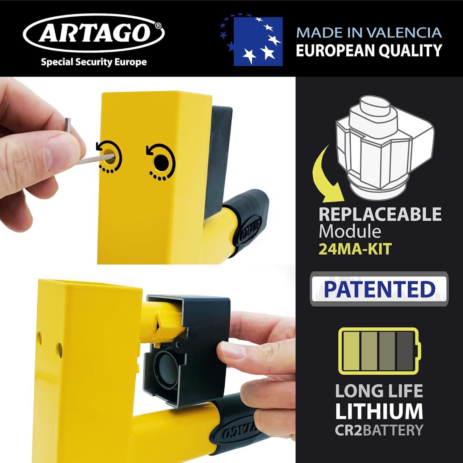 Bloqueo de Rueda Antirrobo Artago ART872 con Alarma 120dB