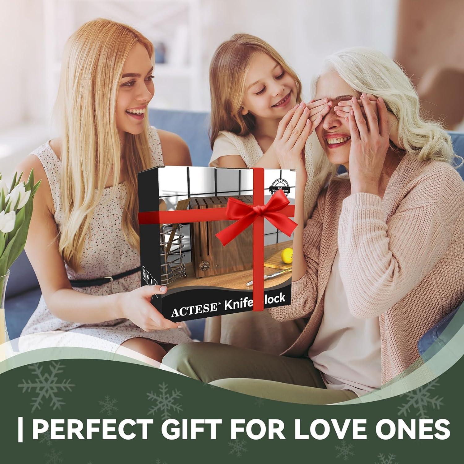 Bloque de cuchillos magnético ACTESE con tapa de vidrio 21 ranuras