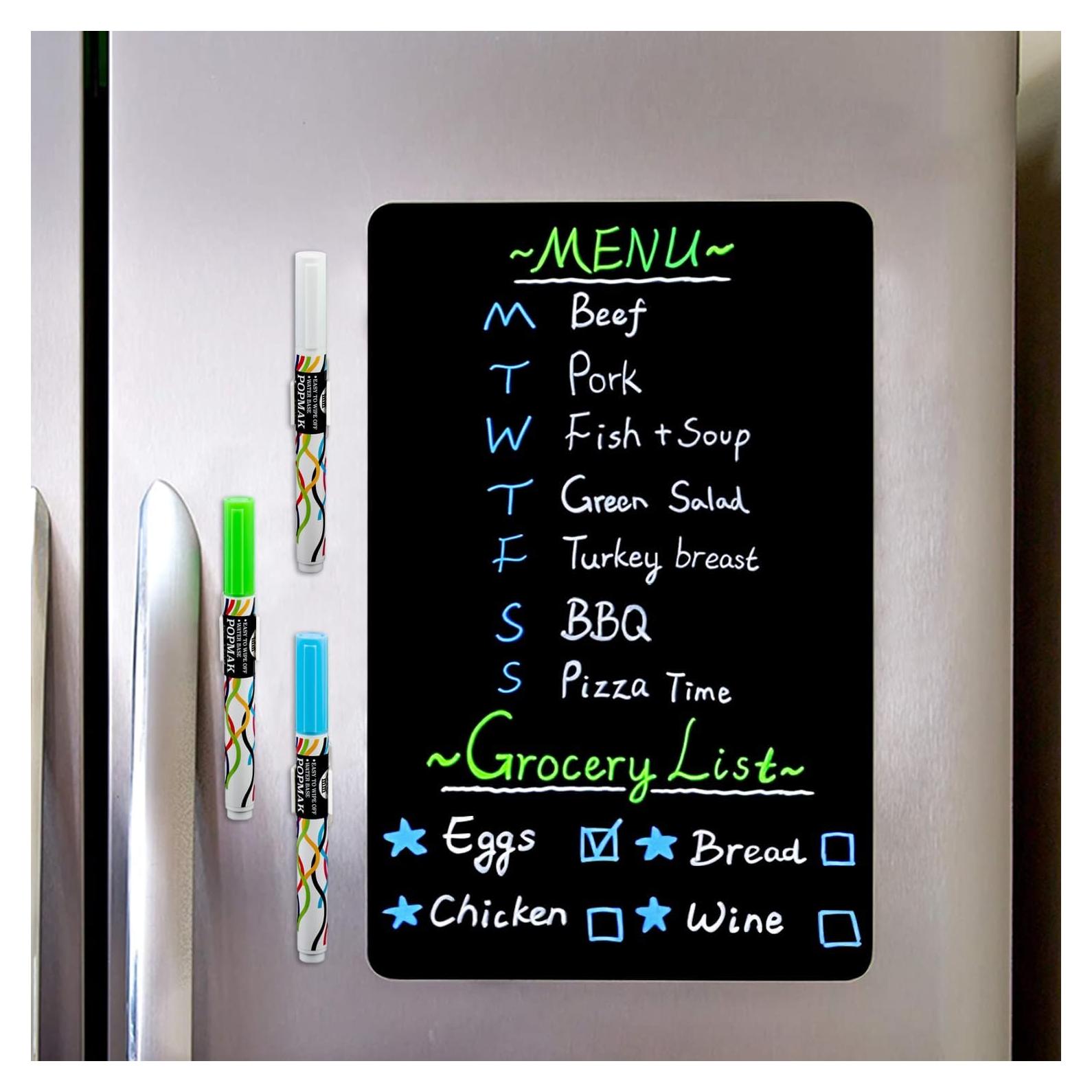 Pizarra Magnética Negra CUHIOY 30.48x20.32 cm con 3 Marcadores