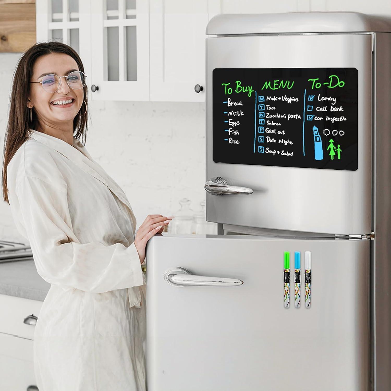 Pizarra Magnética Negra CUHIOY 30.48x20.32 cm con 3 Marcadores