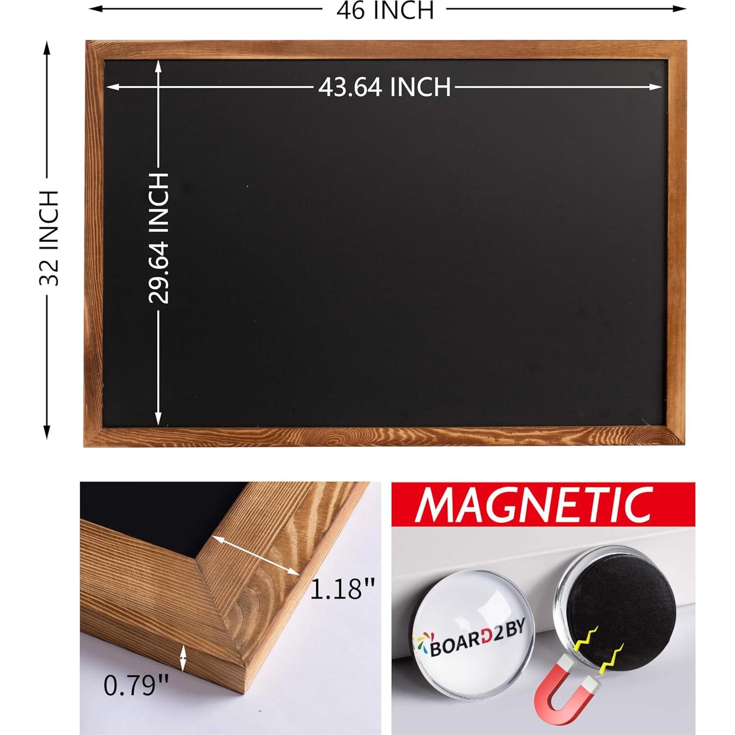 Tablero Magnético de Tiza Board2by 116.8 x 81.3 cm Madera