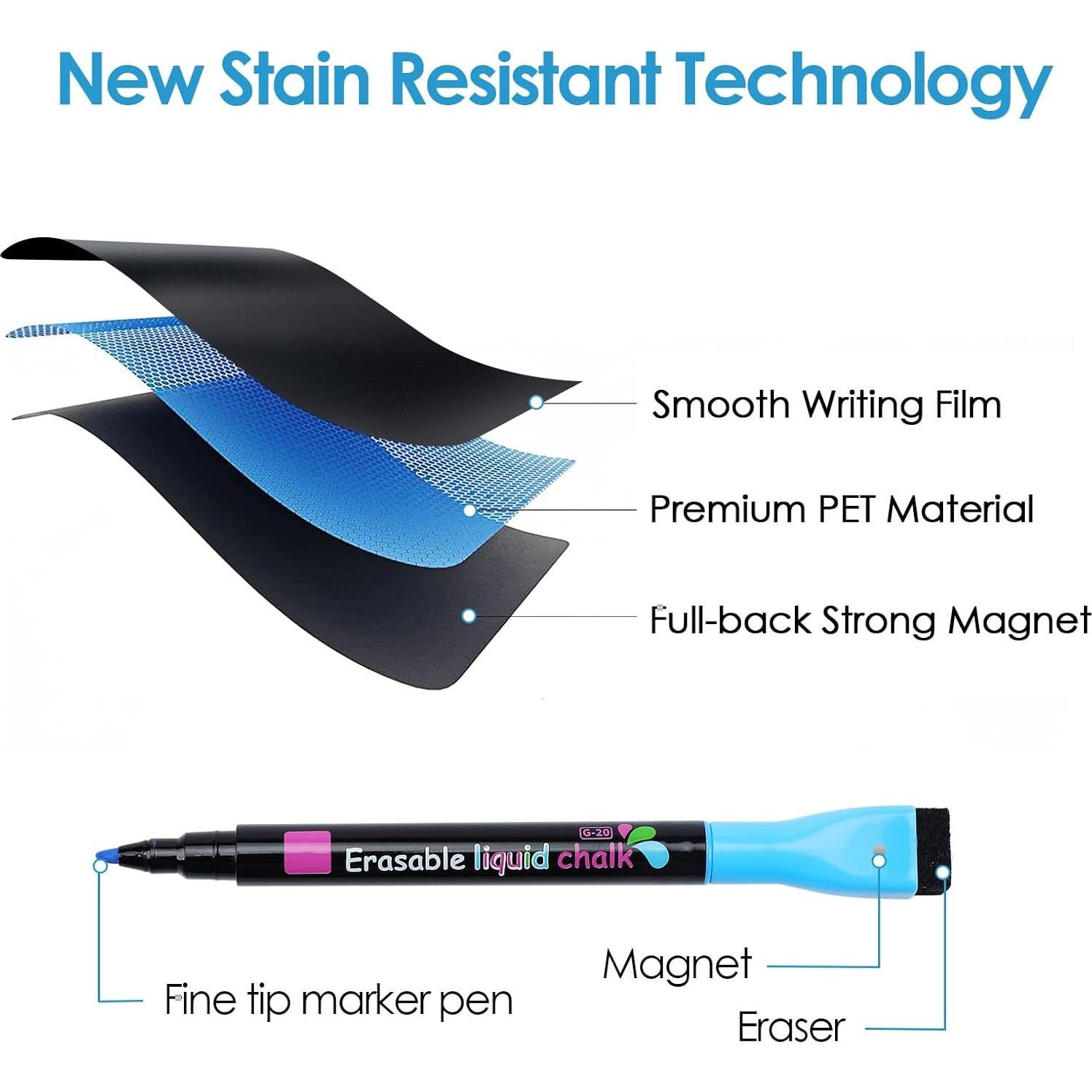 Pizarra Magnética Negra MaxGear 40.6x30.5 cm con 4 Marcadores