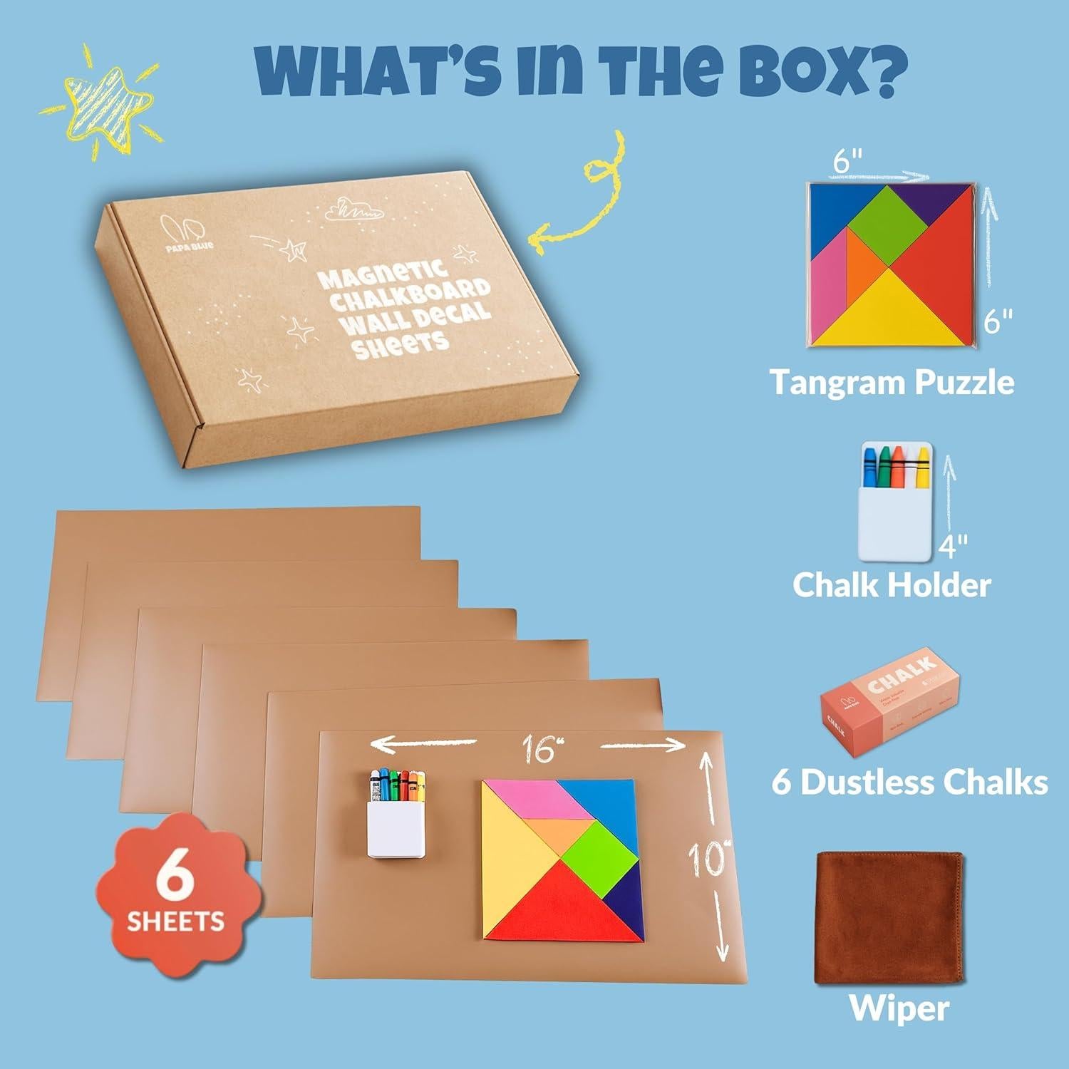 Calcomanía Pizarra Magnética Papa Blue - Set 6 Hojas 76x76cm