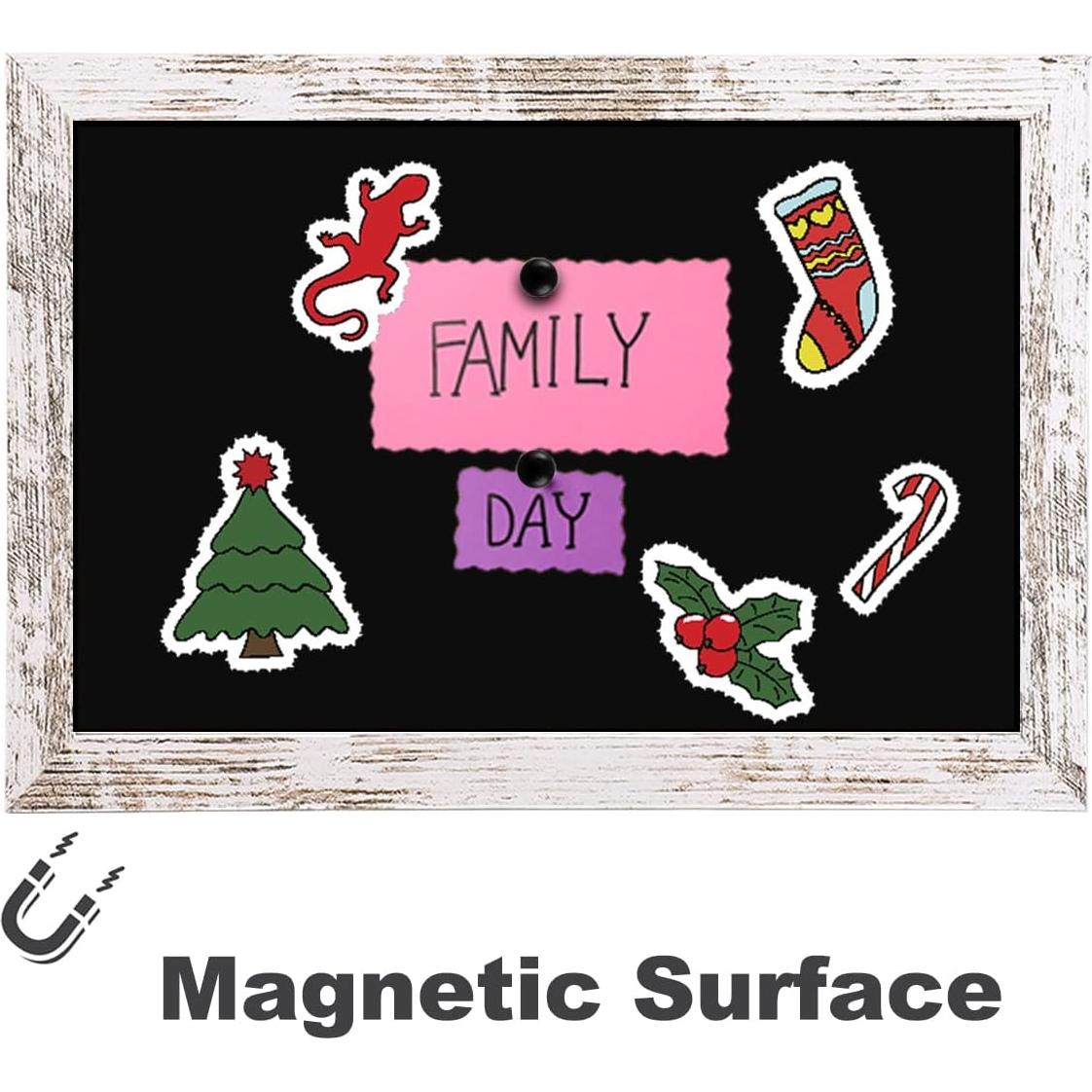 Pizarra Magnética Umtiti 22x32cm Marco Madera Blanca Vintage