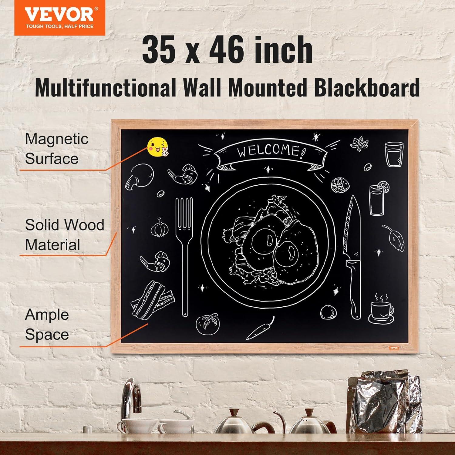 Tablero de Tiza Magnético VEOVR 89x117 cm Madera Vintage