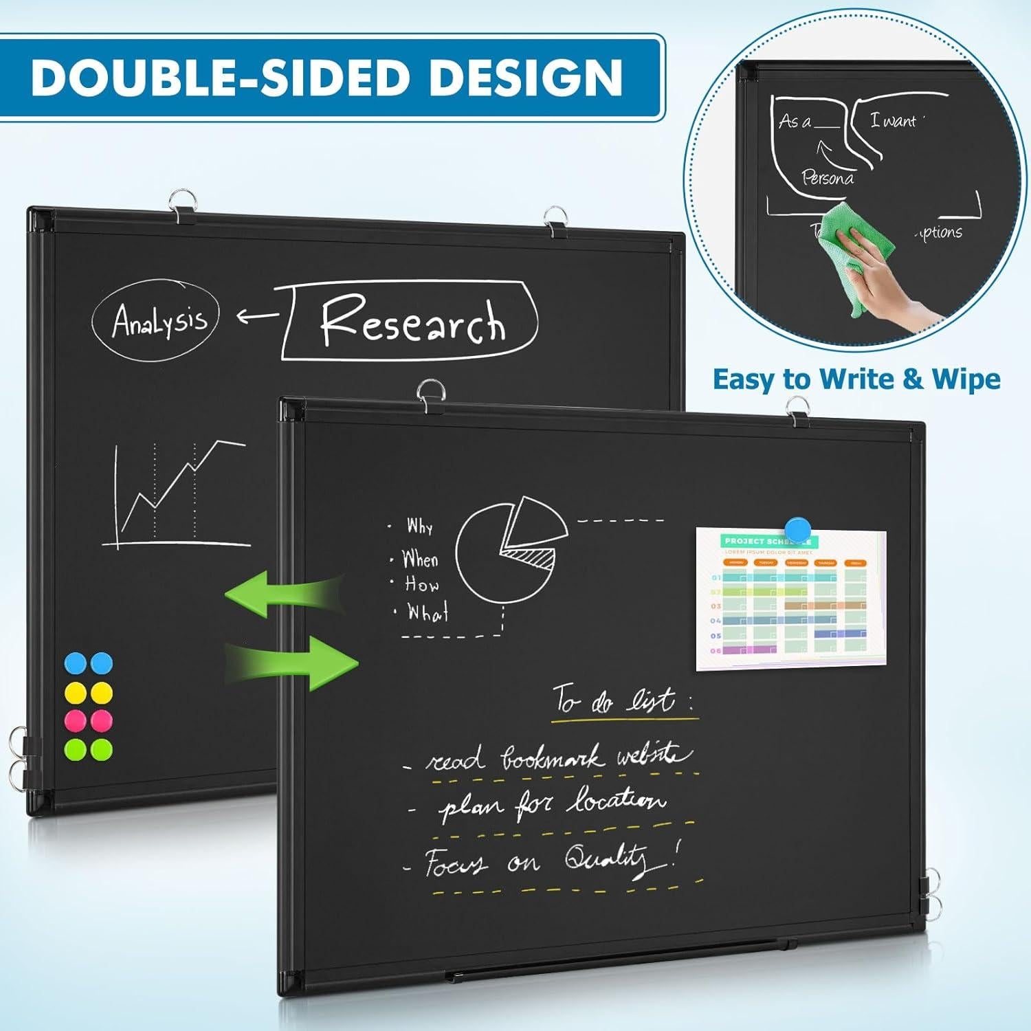 Tablero de Tiza Magnético Doble Cara WALGLASS 61x46 cm
