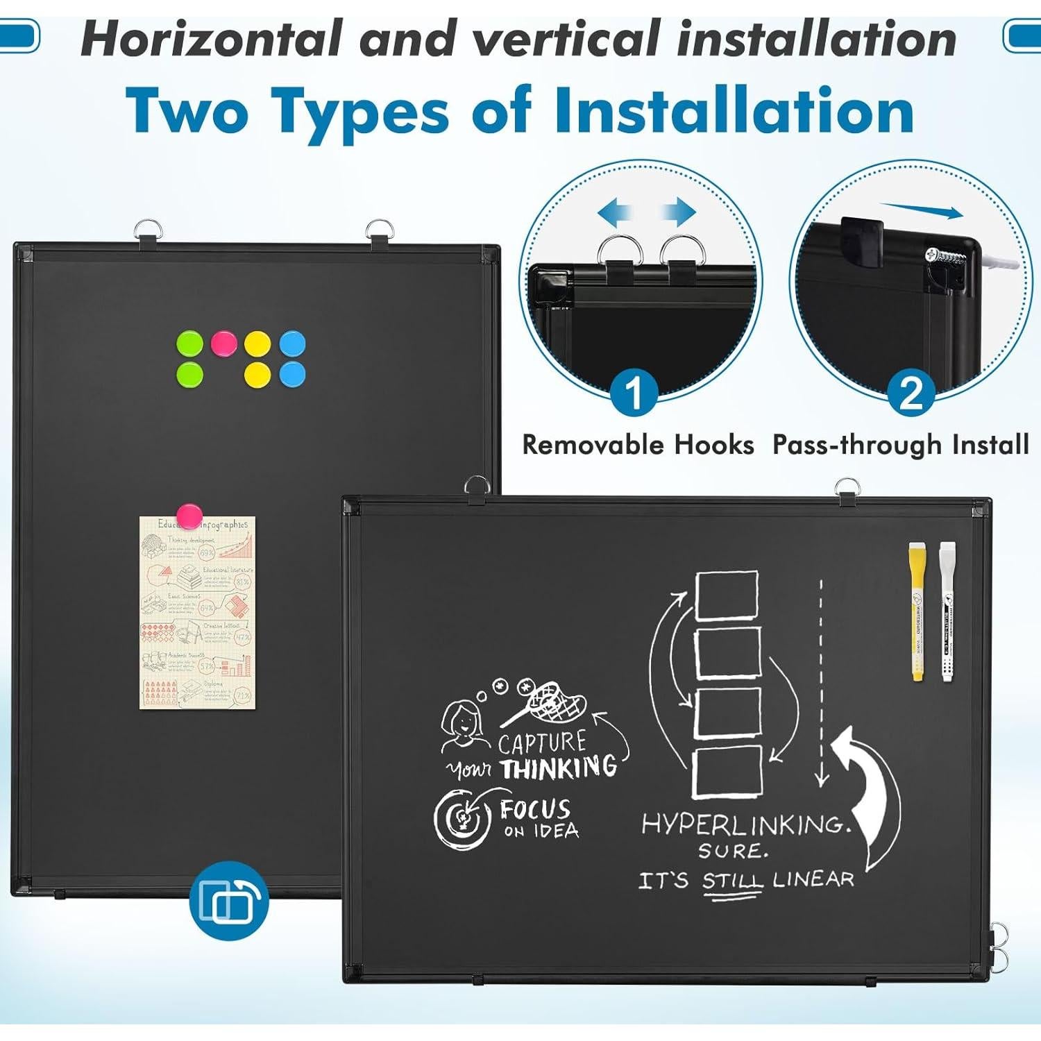 Tablero de Tiza Magnético Doble Cara WALGLASS 61x46 cm